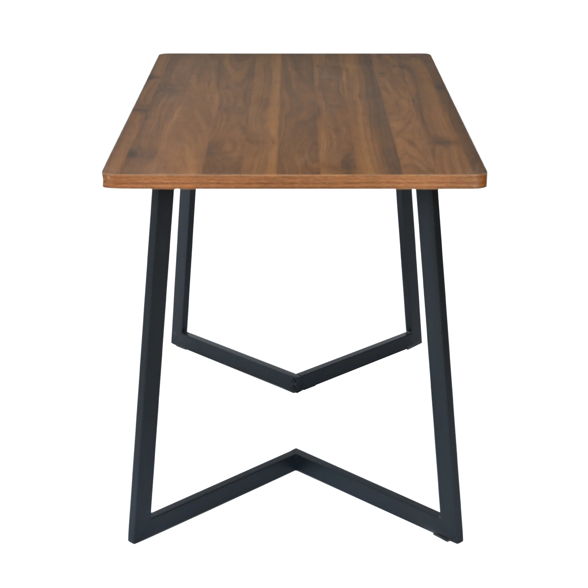 5-Piece Dining Set Modern Kitchen Table with 4 Chairs Black Metal, Walnut MDF & Brown Velvet - Image 10