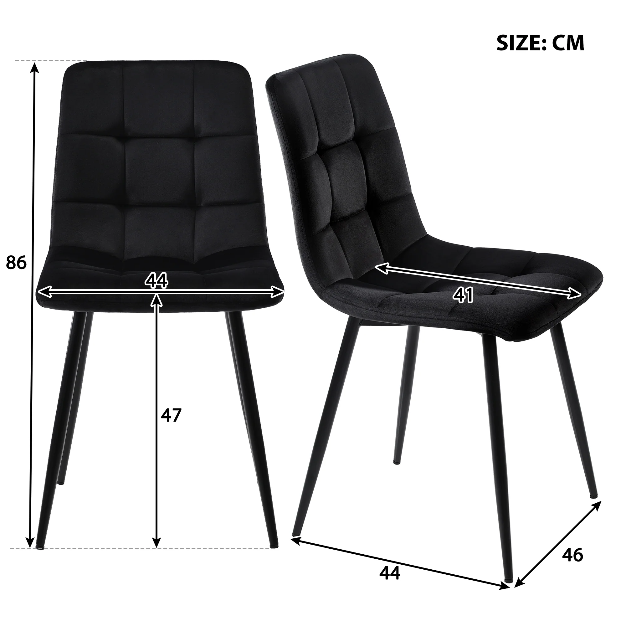 5-Piece Dining Set Modern Wood Grain Table Black Metal Legs Black Velvet - Image 10