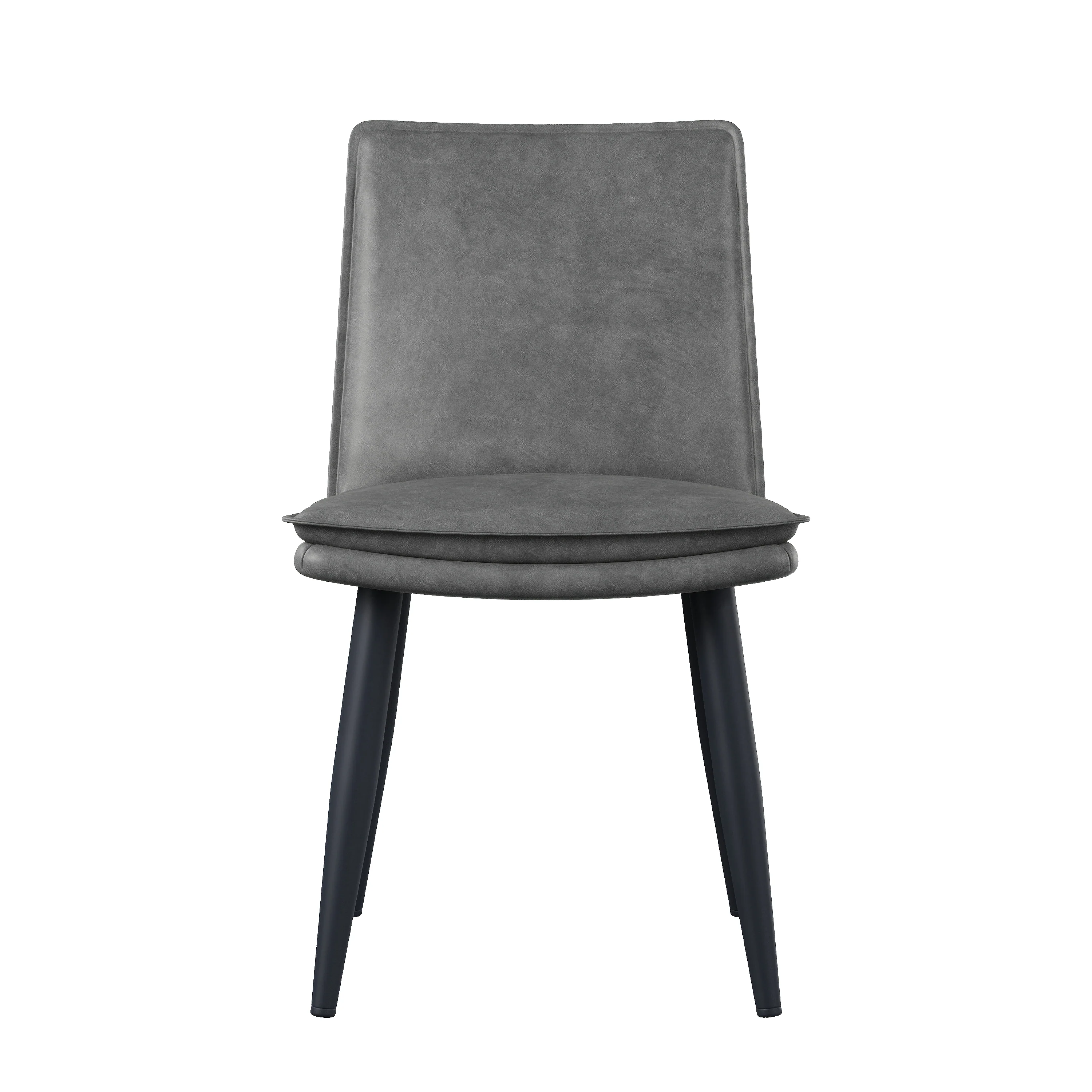 6 Dining Chairs Modern PU Double-Cushion Set - Grey PU - Image 8