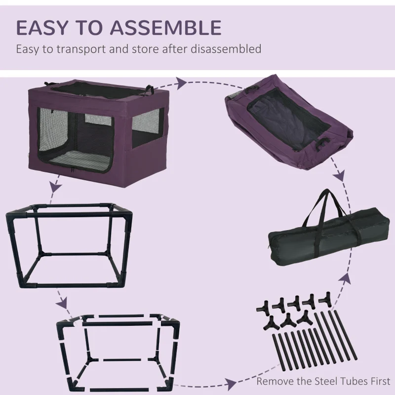 80cm Pet Carrier, with Cushion, for Small and Medium Dogs - Purple - Image 6