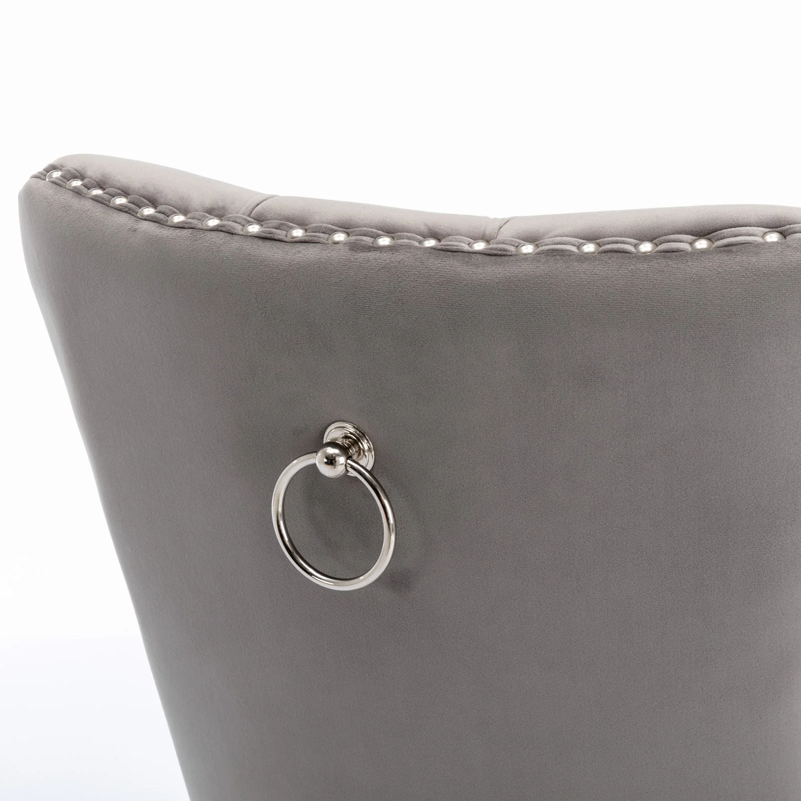 A&A Furniture Nikki Collection Modern Tufted Velvet Dining Chair Set of 2 with Chrome Legs Gray/Chrome - Image 8