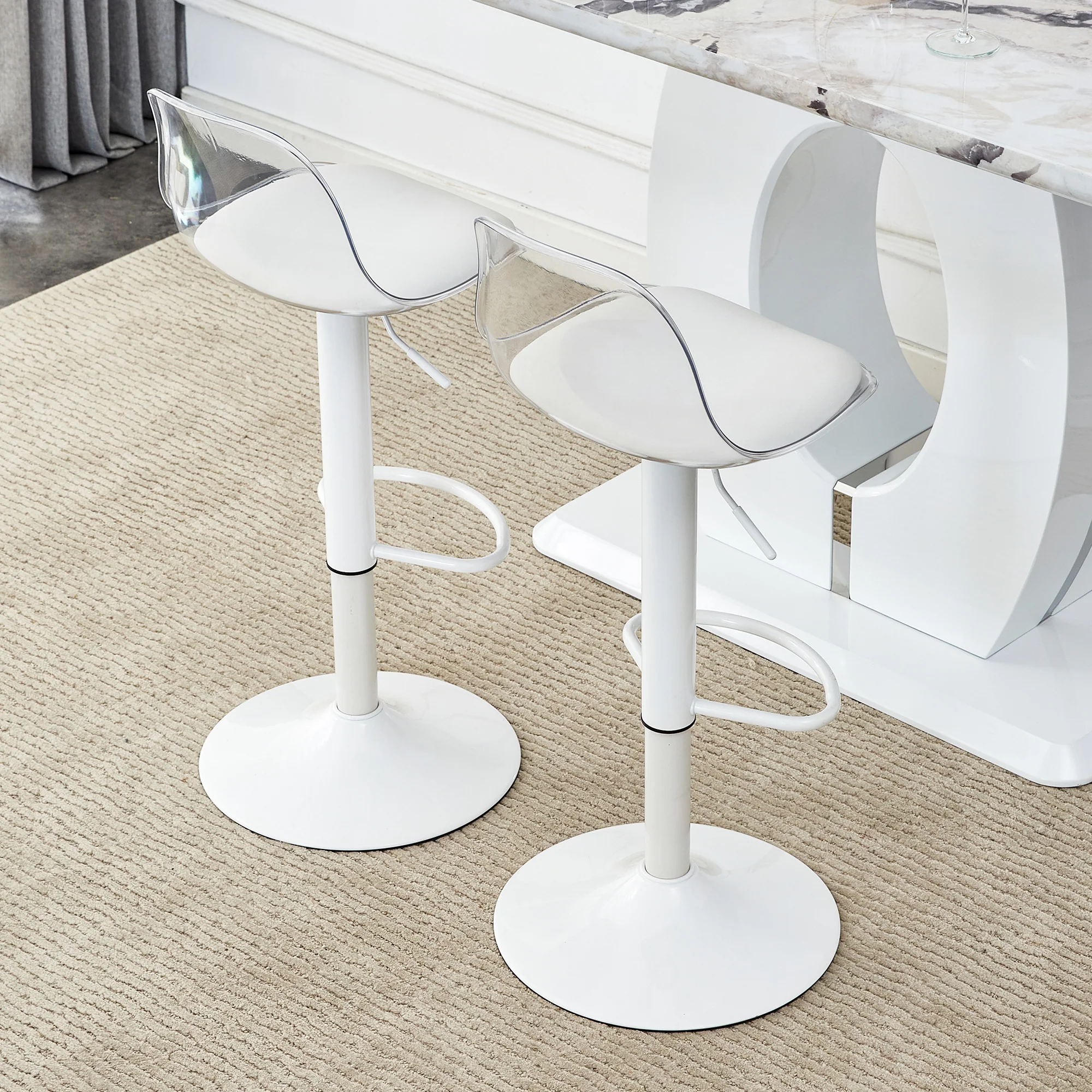 Adjustable Beam Chair (2-Pack) Swivel & Height Adjustable - Transparent/White - Image 6