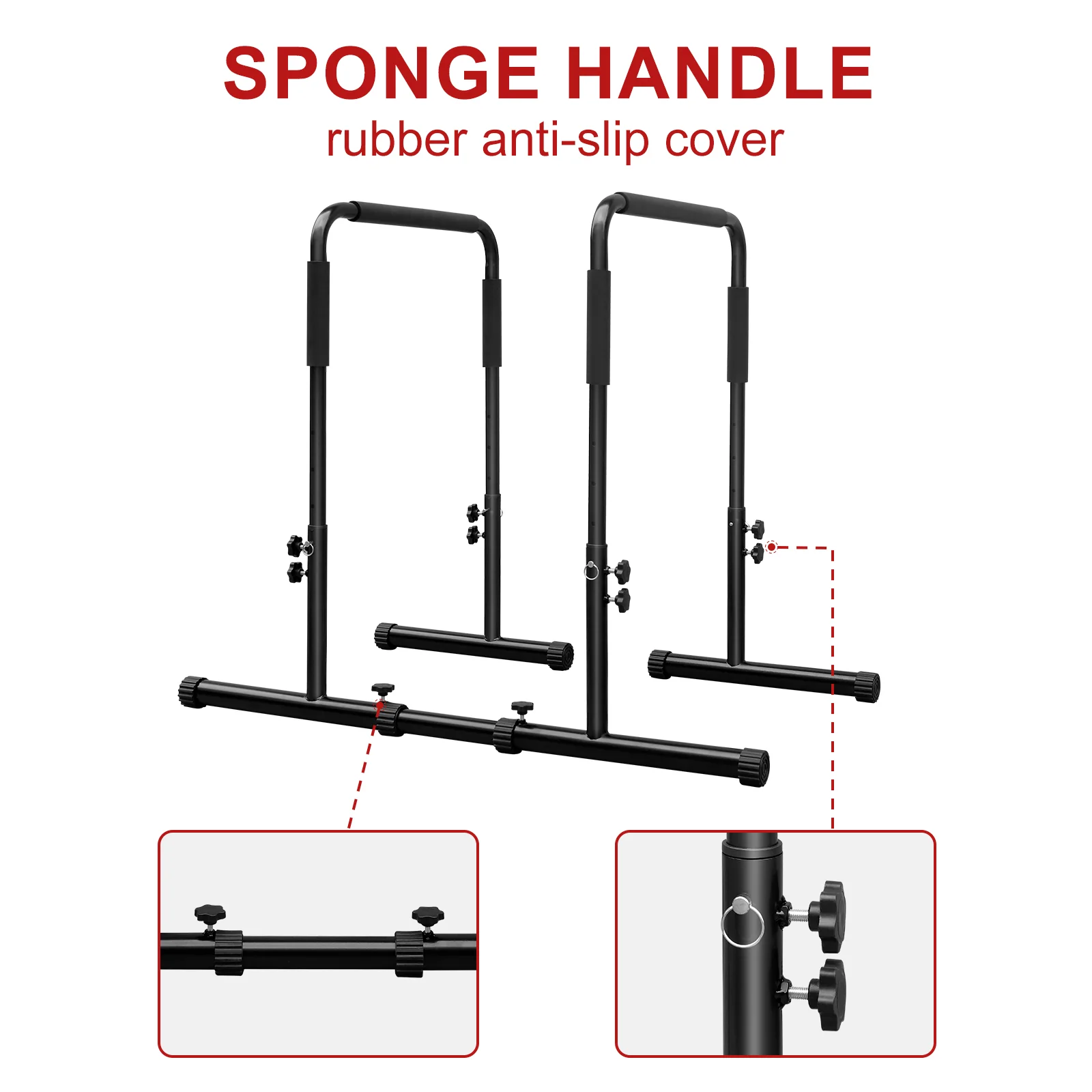 Adjustable Dip Bar Station, Heavy Duty Parallette & Parallel Bars, Home Gym - Image 3