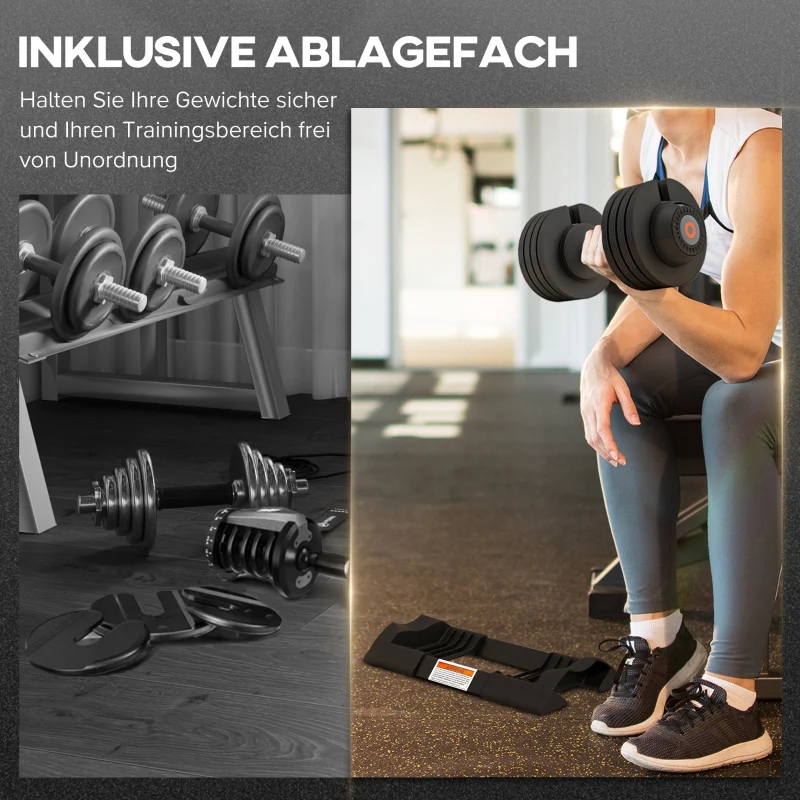 Adjustable Single Dumbbell 7/13/18/24 kg with Storage & Non-Slip Grips - Black - Image 5