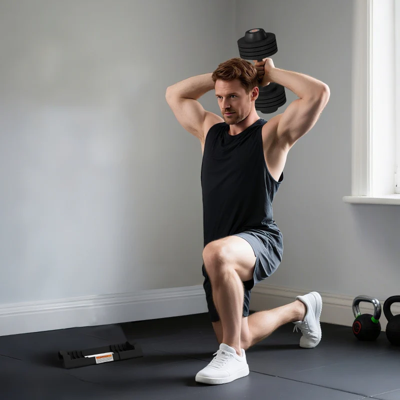Adjustable Single Dumbbell 7/13/18/24 kg with Storage & Non-Slip Grips - Black - Image 7