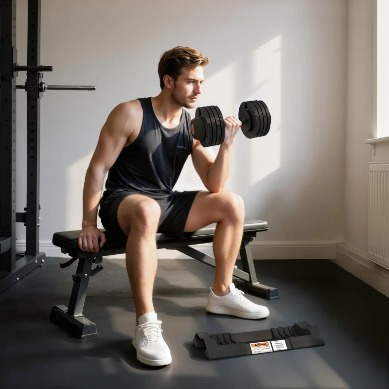 Adjustable Single Dumbbell 7/13/18/24 kg with Storage & Non-Slip Grips - Black - Image 8