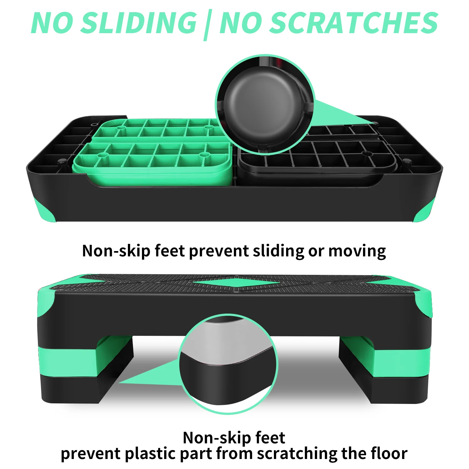Aerobic Exercise Stepper Adjustable Height 3-Level 27" Platform - Green - Image 3