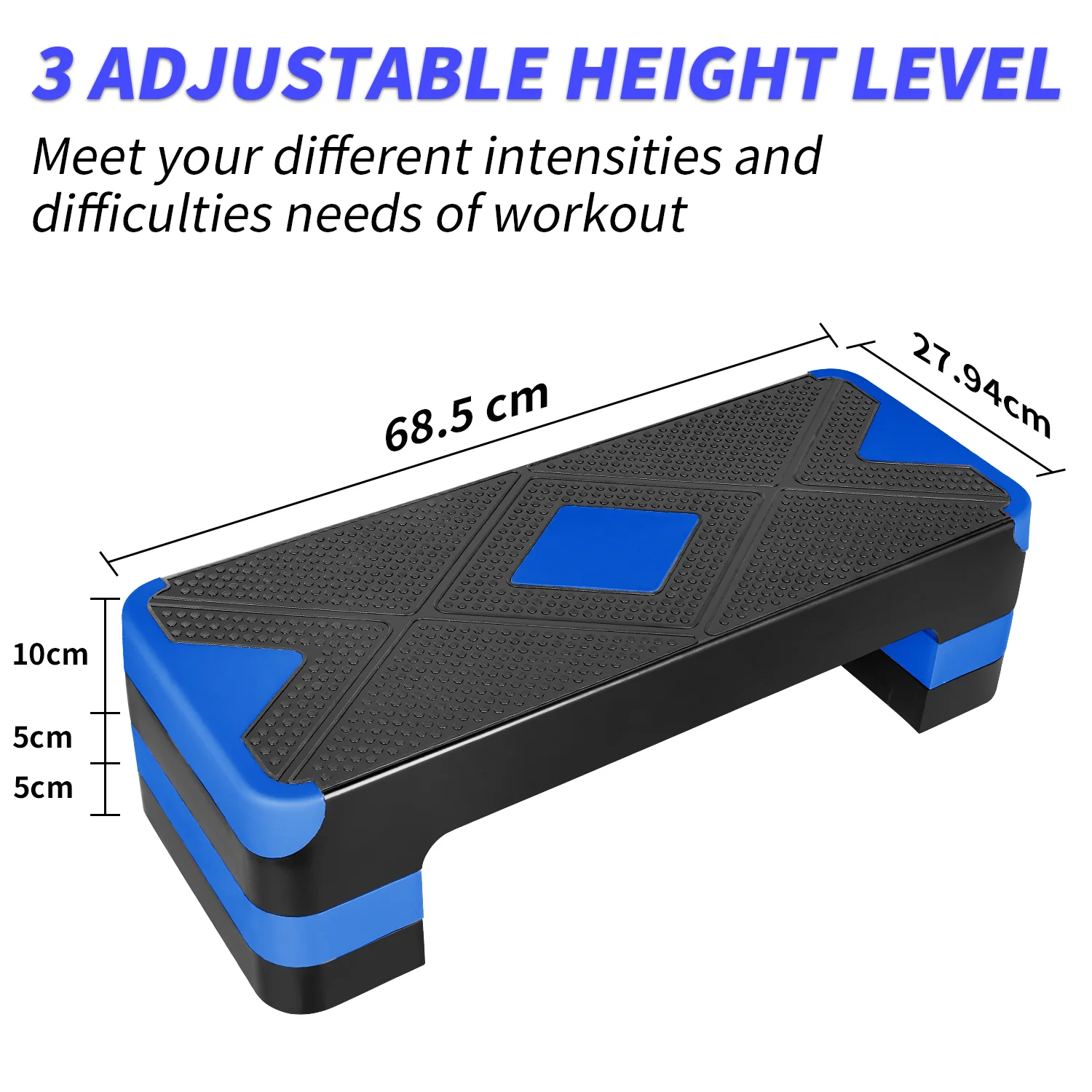Aerobic Step, Adjustable Height, 68.5cm, Blue - Image 5