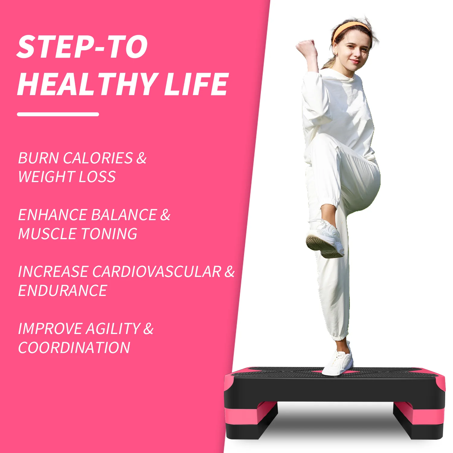 Aerobic Step Platform Adjustable Height 68.5cm Deck 10/15/20cm - Image 7