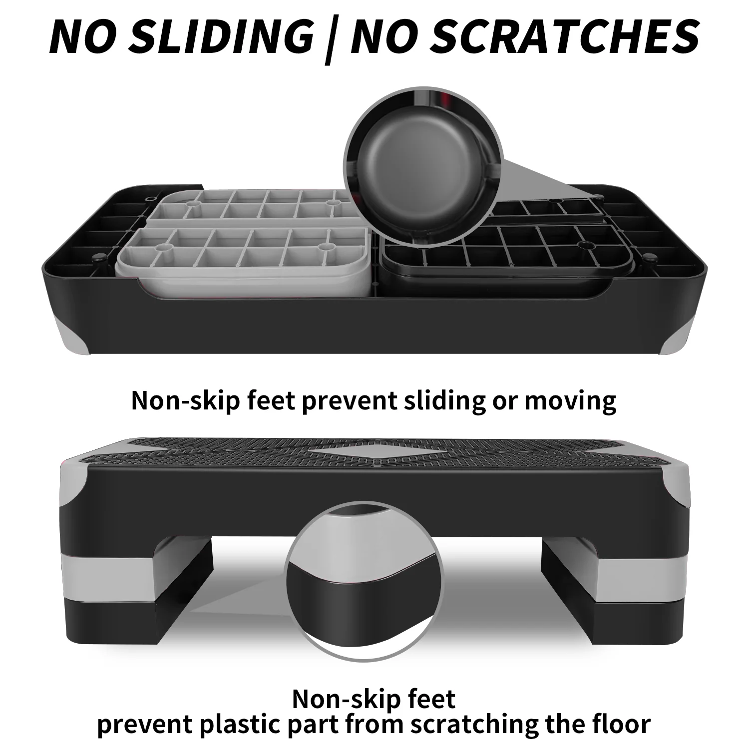 Aerobic Stepper 68.5cm (27") Adjustable Height Workout Step Platform Gray - Image 3