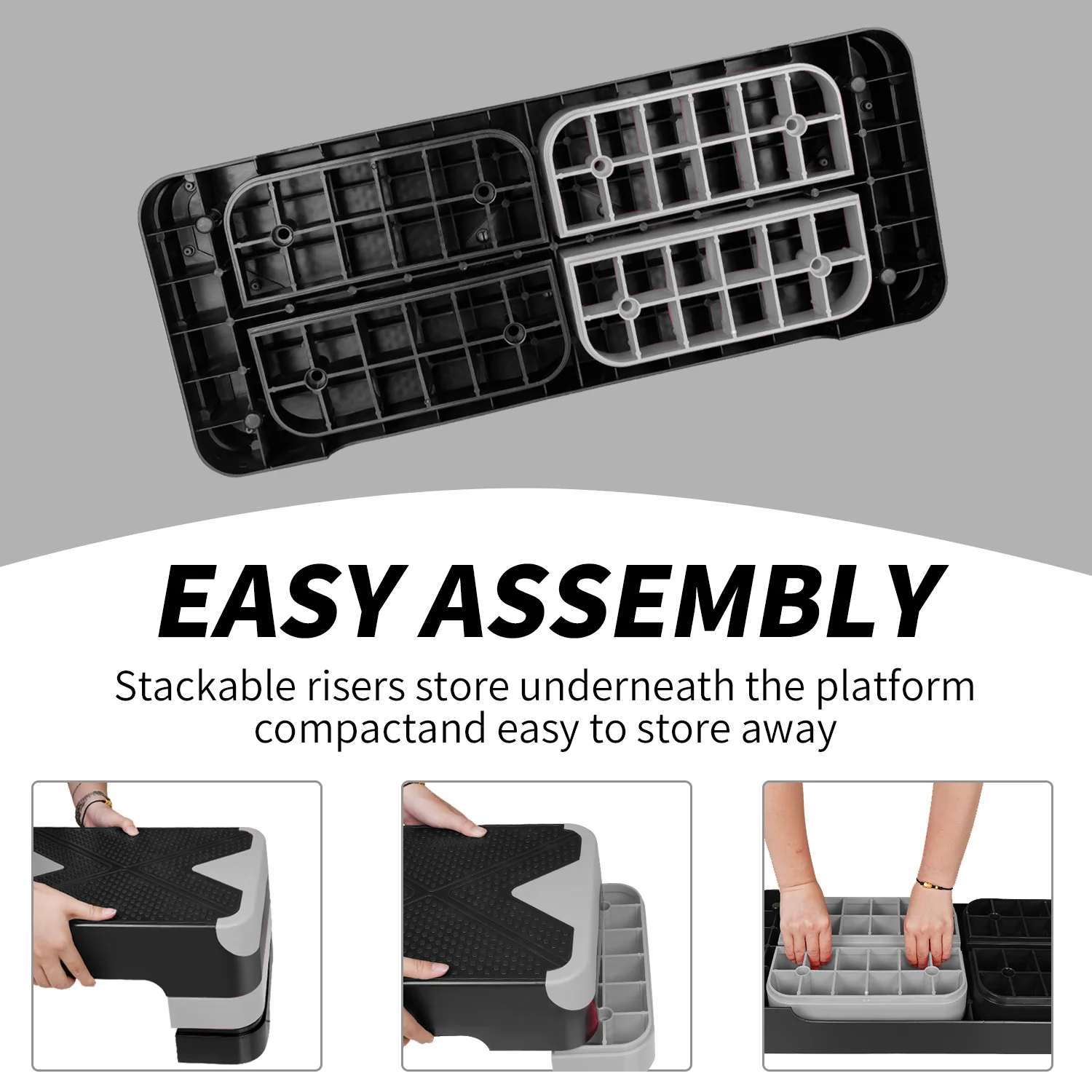 Aerobic Stepper 68.5cm (27") Adjustable Height Workout Step Platform Gray - Image 4