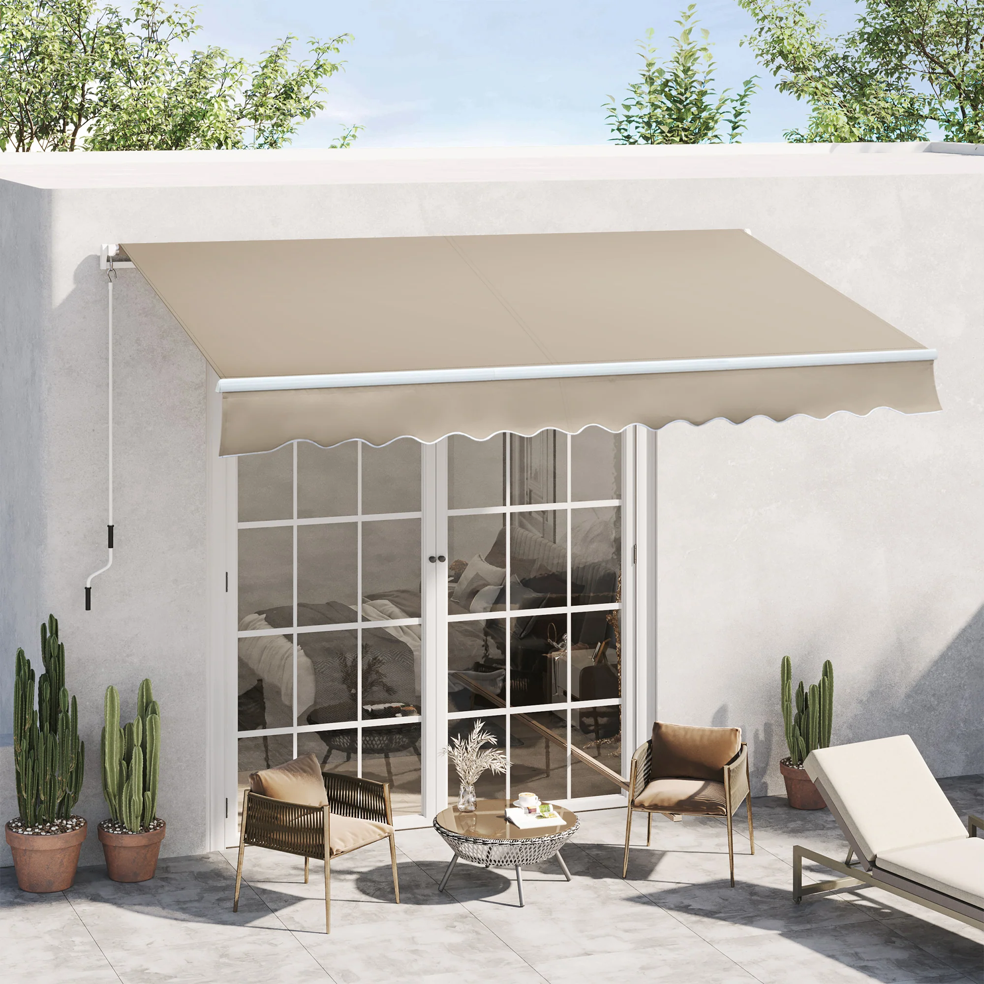 Aluminum Folding Arm Awning 3.95m Sun Protection - Beige - Image 2
