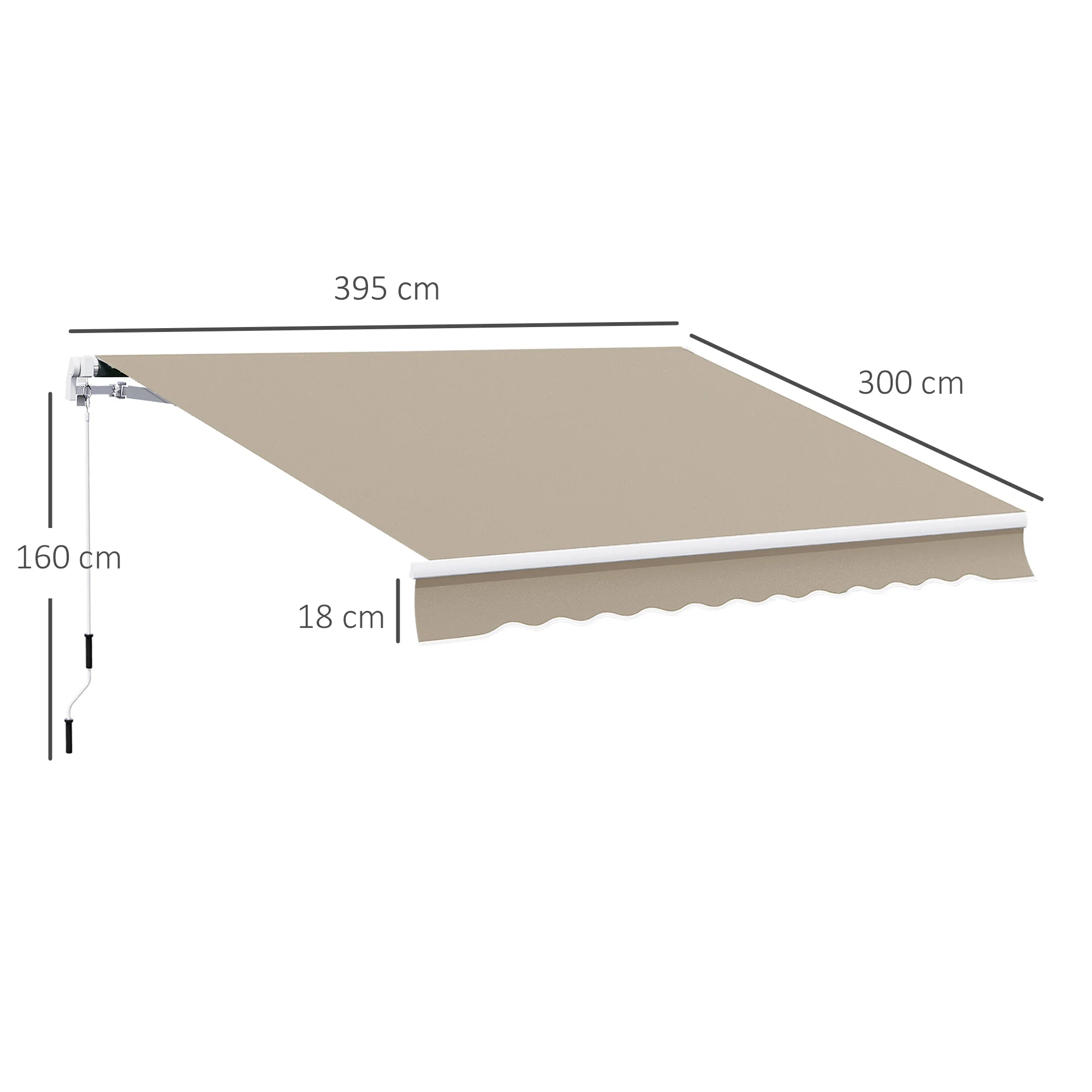 Aluminum Folding Arm Awning 3.95m Sun Protection - Beige - Image 3