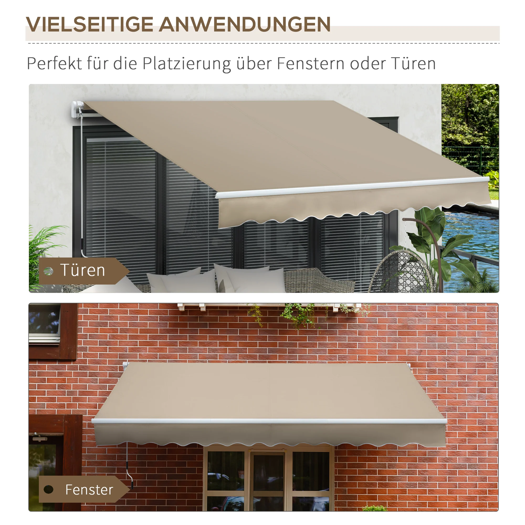 Aluminum Folding Arm Awning 3.95m Sun Protection - Beige - Image 5