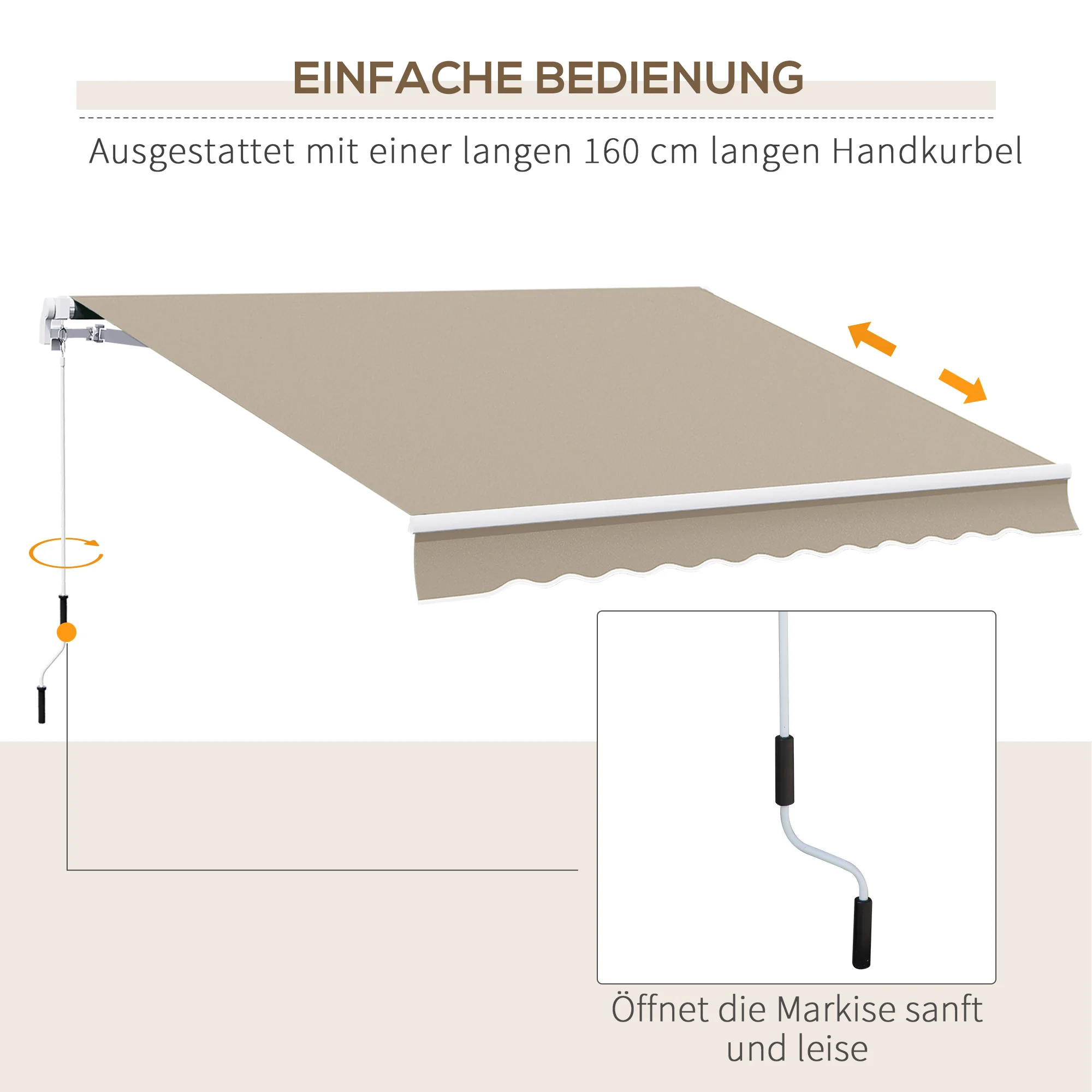 Aluminum Folding Arm Awning 3.95m Sun Protection - Beige - Image 6
