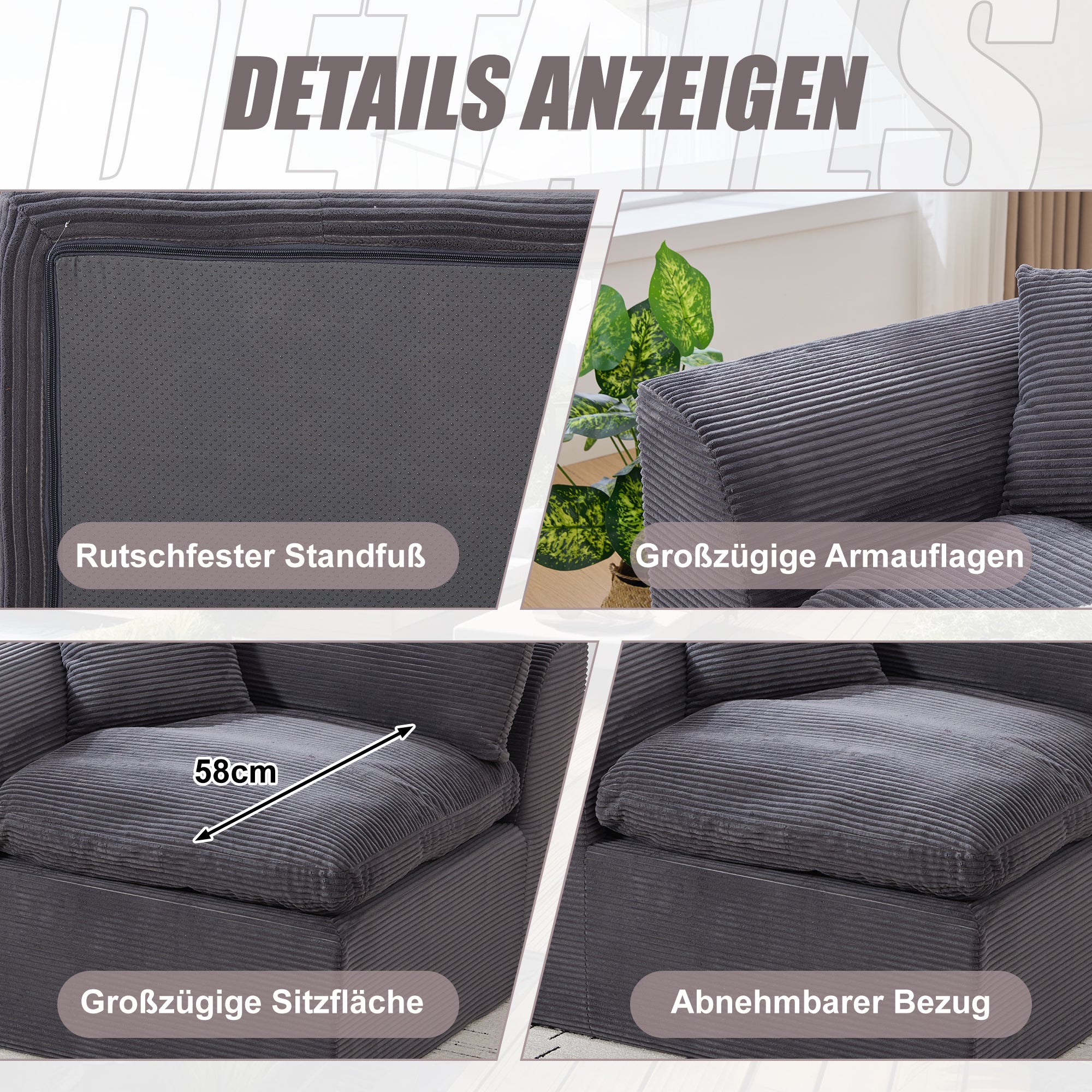 Armchair Single-Seater Modern Minimalist Fabric Cushion - Nordic Style - Image 3