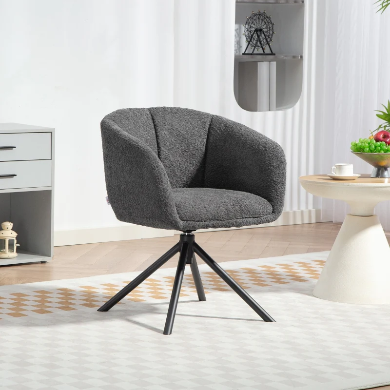 Armchair Swivel Upholstered Cozy - Dark Grey