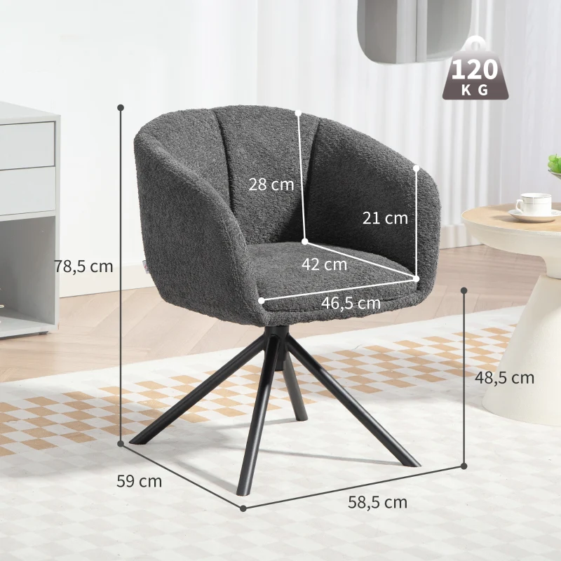 Armchair Swivel Upholstered Cozy - Dark Grey - Image 3