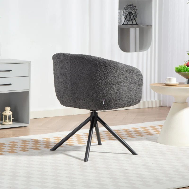 Armchair Swivel Upholstered Cozy - Dark Grey - Image 6