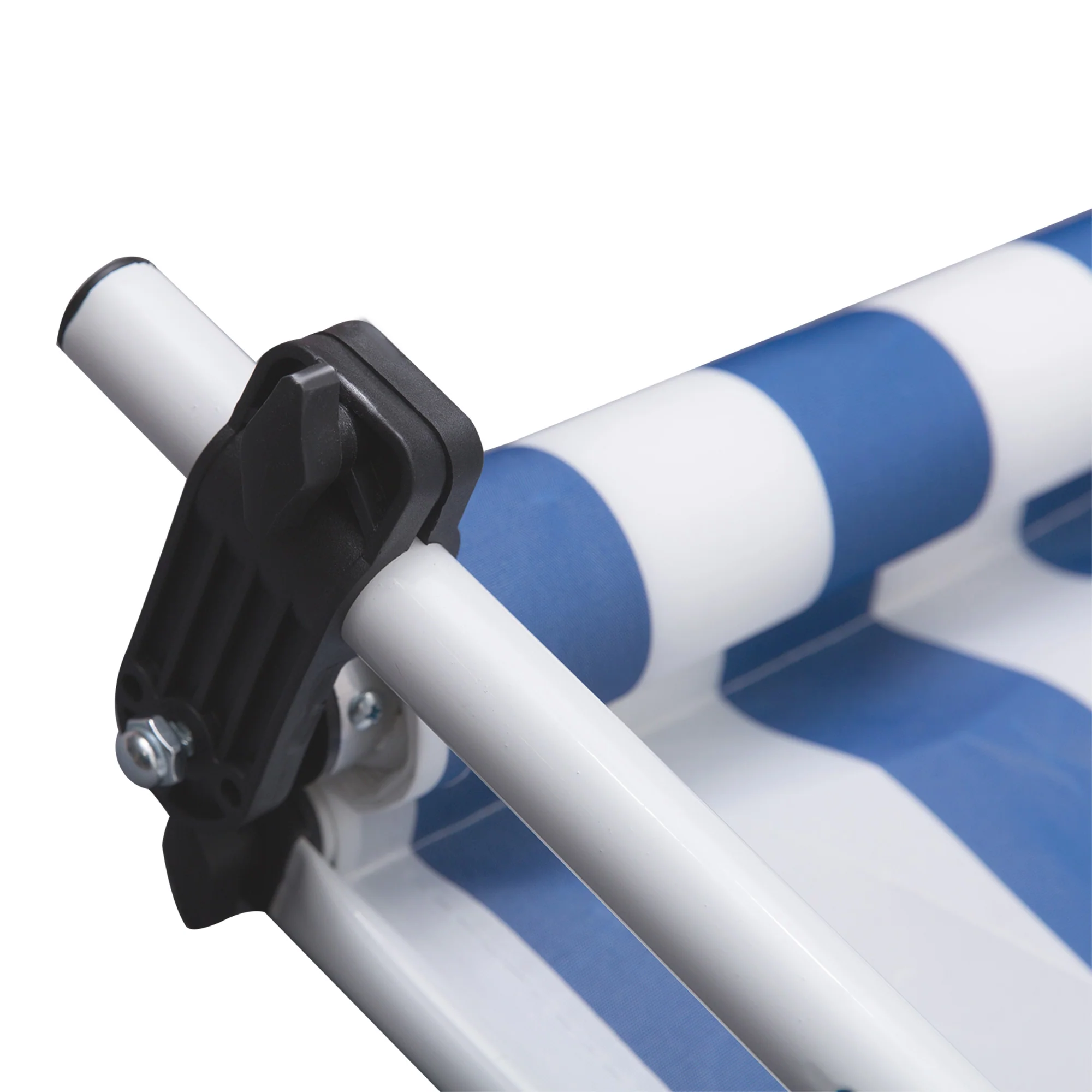 Awning Hand Crank Height Adjustable Dirt-Repellent Aluminum Polyester Blue/White - Image 7
