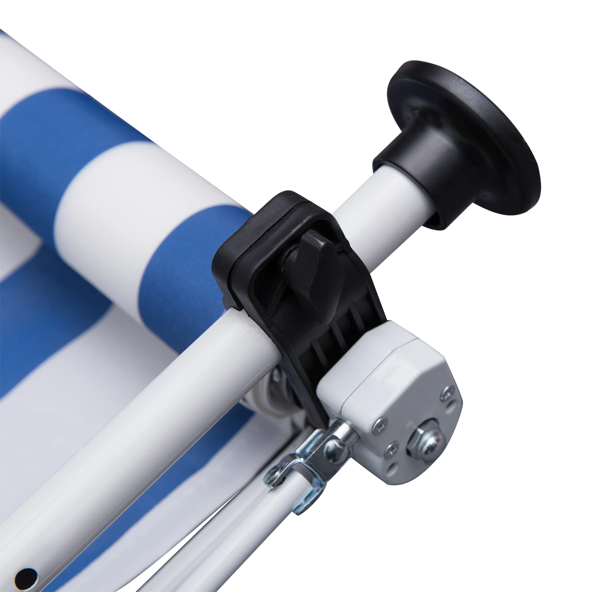 Awning Hand Crank Height Adjustable Dirt-Repellent Aluminum Polyester Blue/White - Image 8