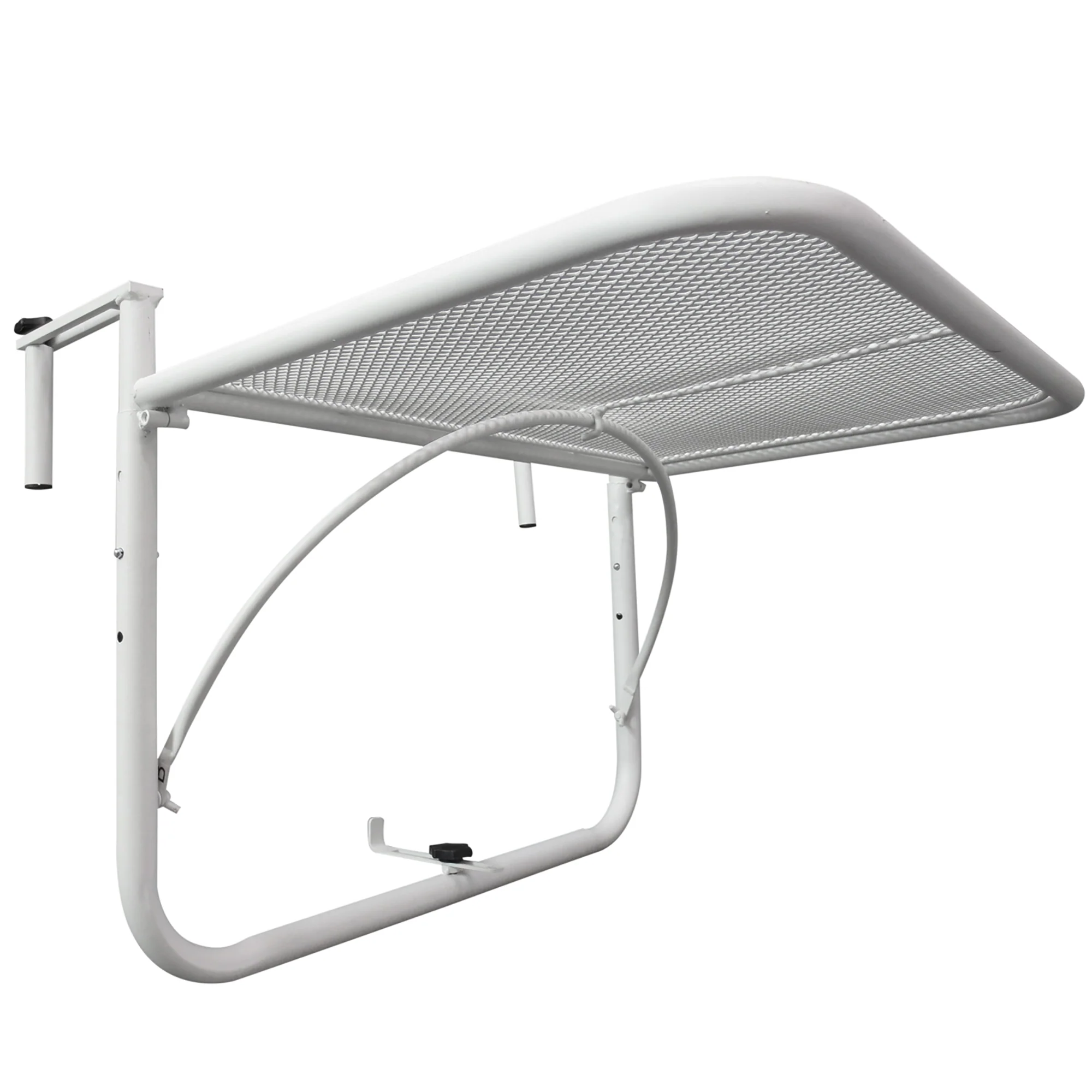 Balcony Hanging Table, Square Adjustable 60x56.5x45cm Garden, White Metal - Image 7