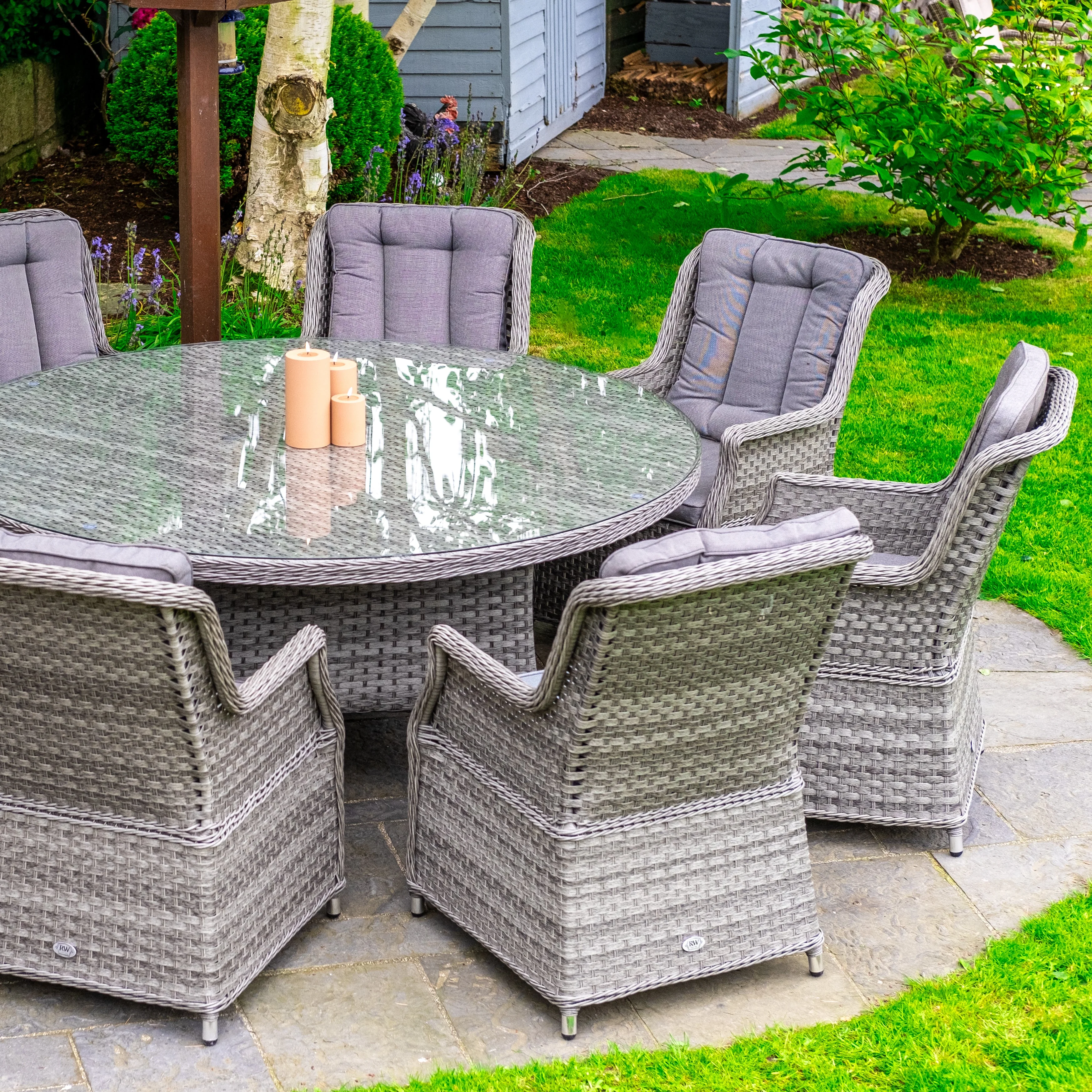 Bali - 8 Seat Set with 170cm Round Table (Grey) - Image 4