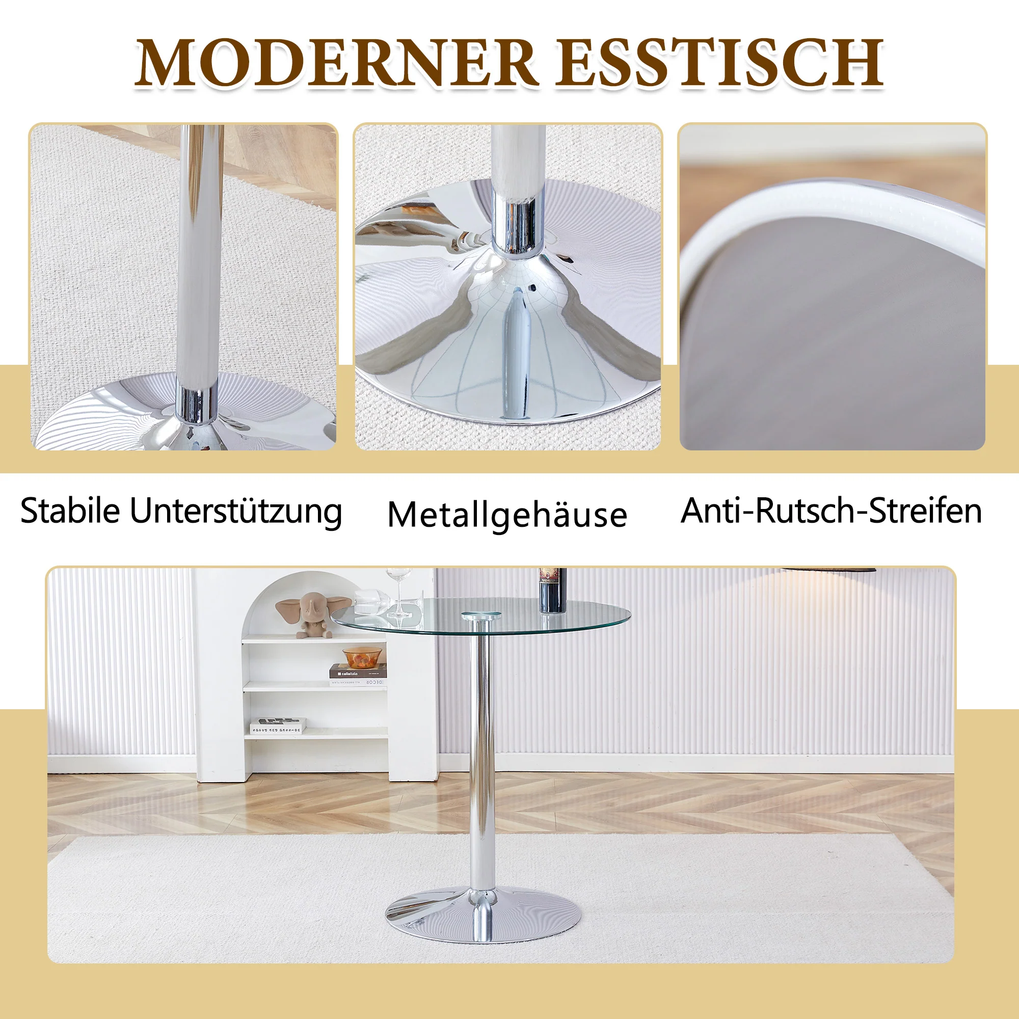 Bar Set Glass Table & 2 Stools Adjustable Swivel - Gold Legs - Image 8
