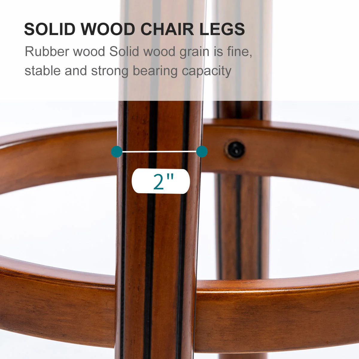 Bar Stools 360° Swivel with Backs Counter/Bar Height - Cow Top Leather & Wood - Image 5