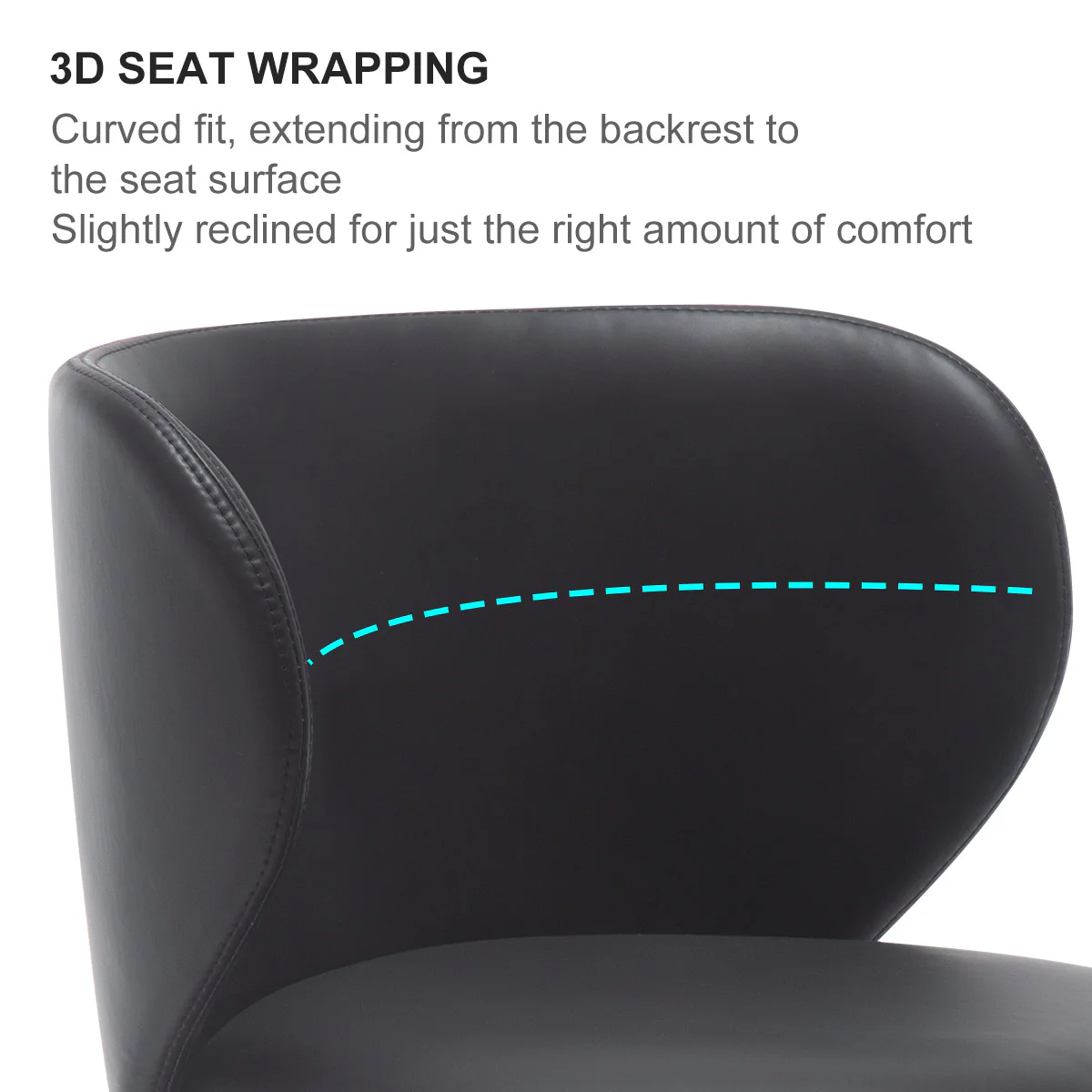 Bar Stools Modern Leather Swivel Adjustable Height Backrest - Black Titanium Stainless Steel - Image 7