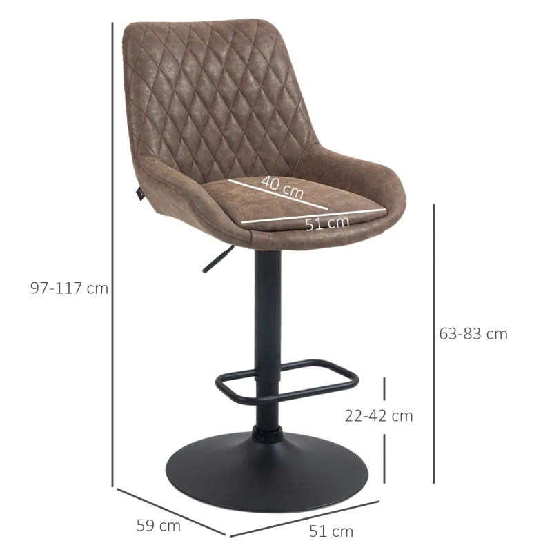 Bar Stools, Retro Faux Leather, Set of Two - Brown - Image 3