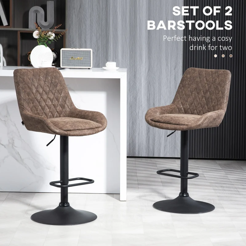 Bar Stools, Retro Faux Leather, Set of Two - Brown - Image 4