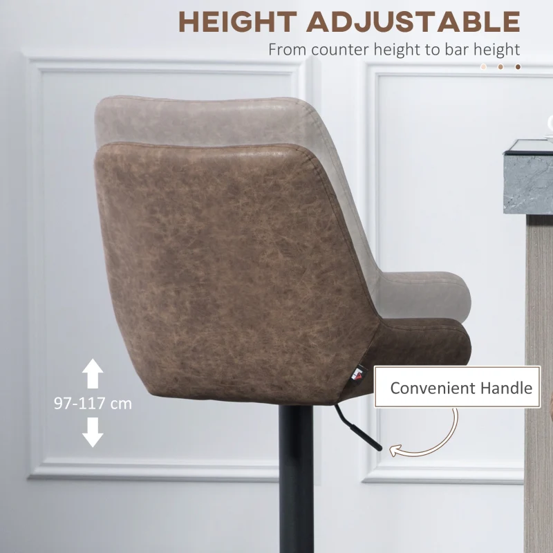 Bar Stools, Retro Faux Leather, Set of Two - Brown - Image 5