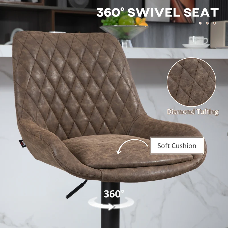 Bar Stools, Retro Faux Leather, Set of Two - Brown - Image 6