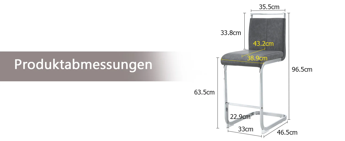 Bar Stools (Set of 2) Nordic Style High-Quality - Grey PU - Image 10
