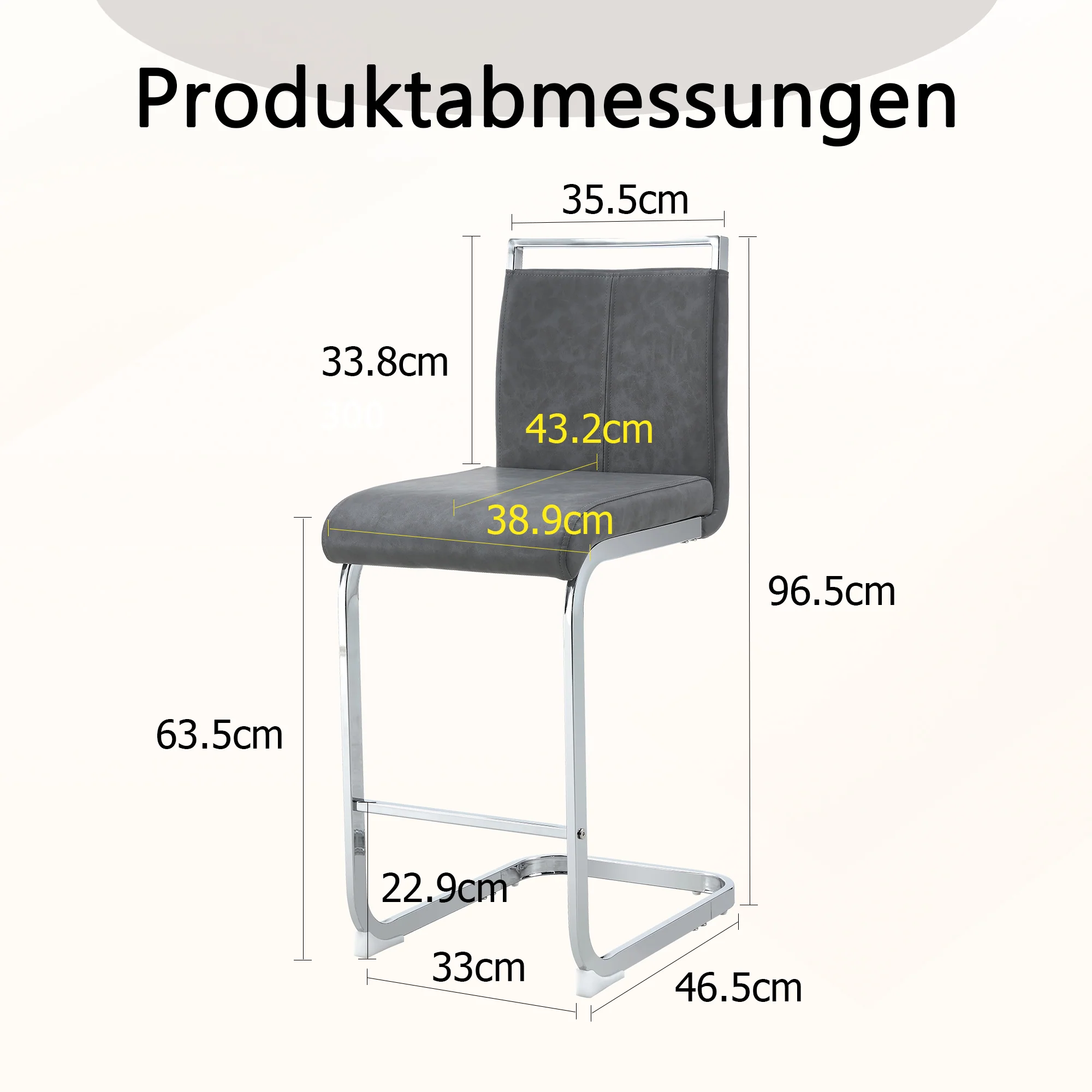 Bar Stools (Set of 2) Nordic Style High-Quality - Grey PU - Image 4
