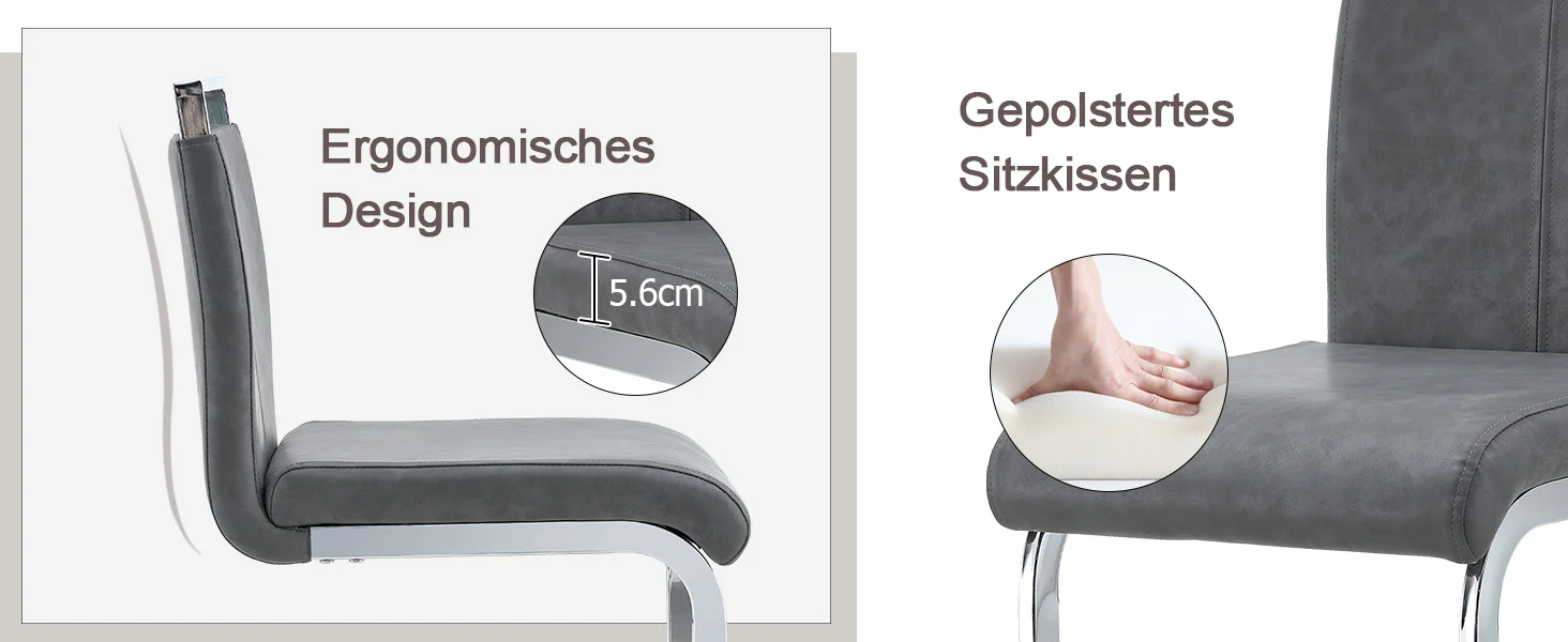 Bar Stools (Set of 2) Nordic Style High-Quality - Grey PU - Image 8