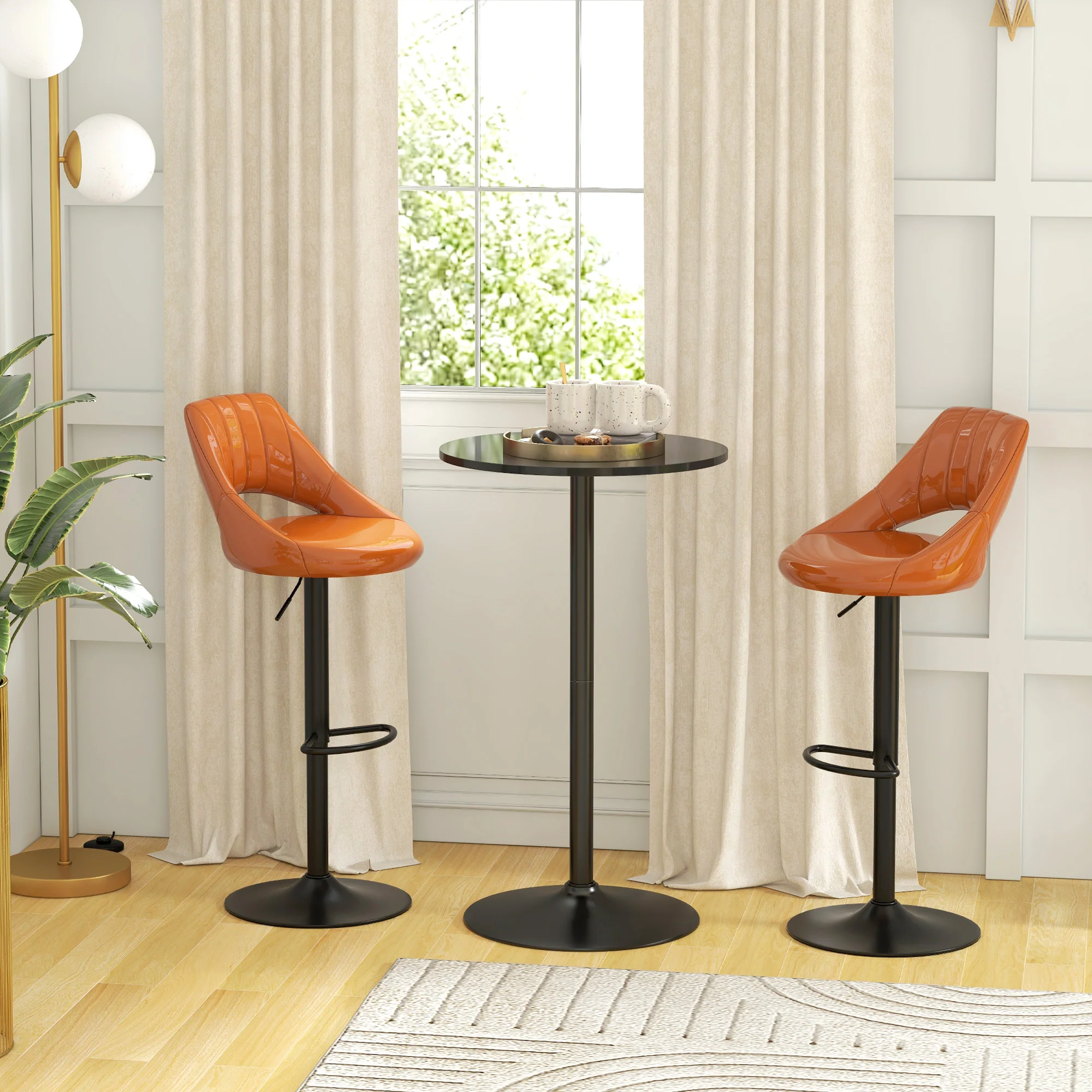 Bar table round kitchen for living room dining room steel black - Image 2