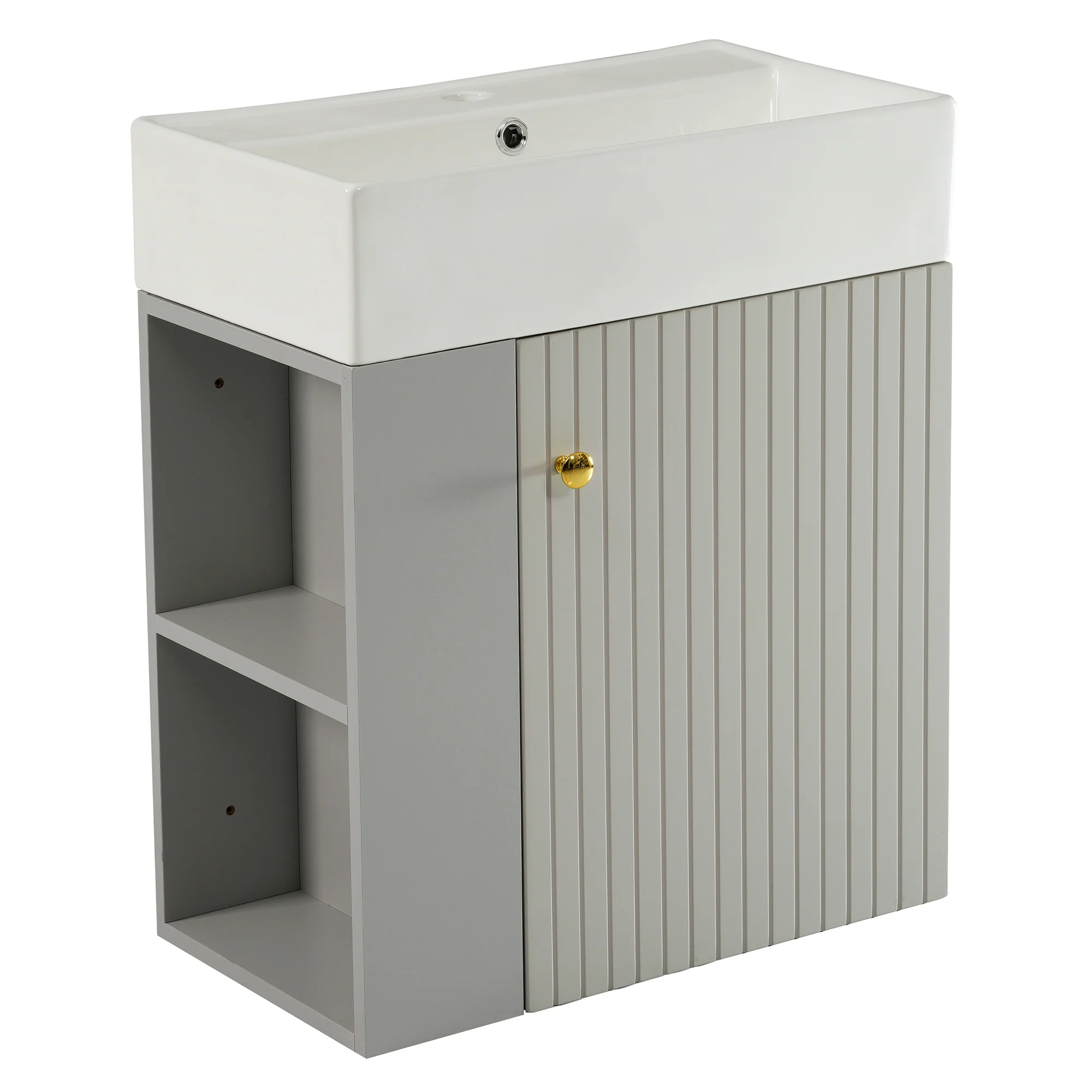 Bathroom Furniture Washbasin with Vanity Unit 55cm, Hanging, Light Grey - Image 10
