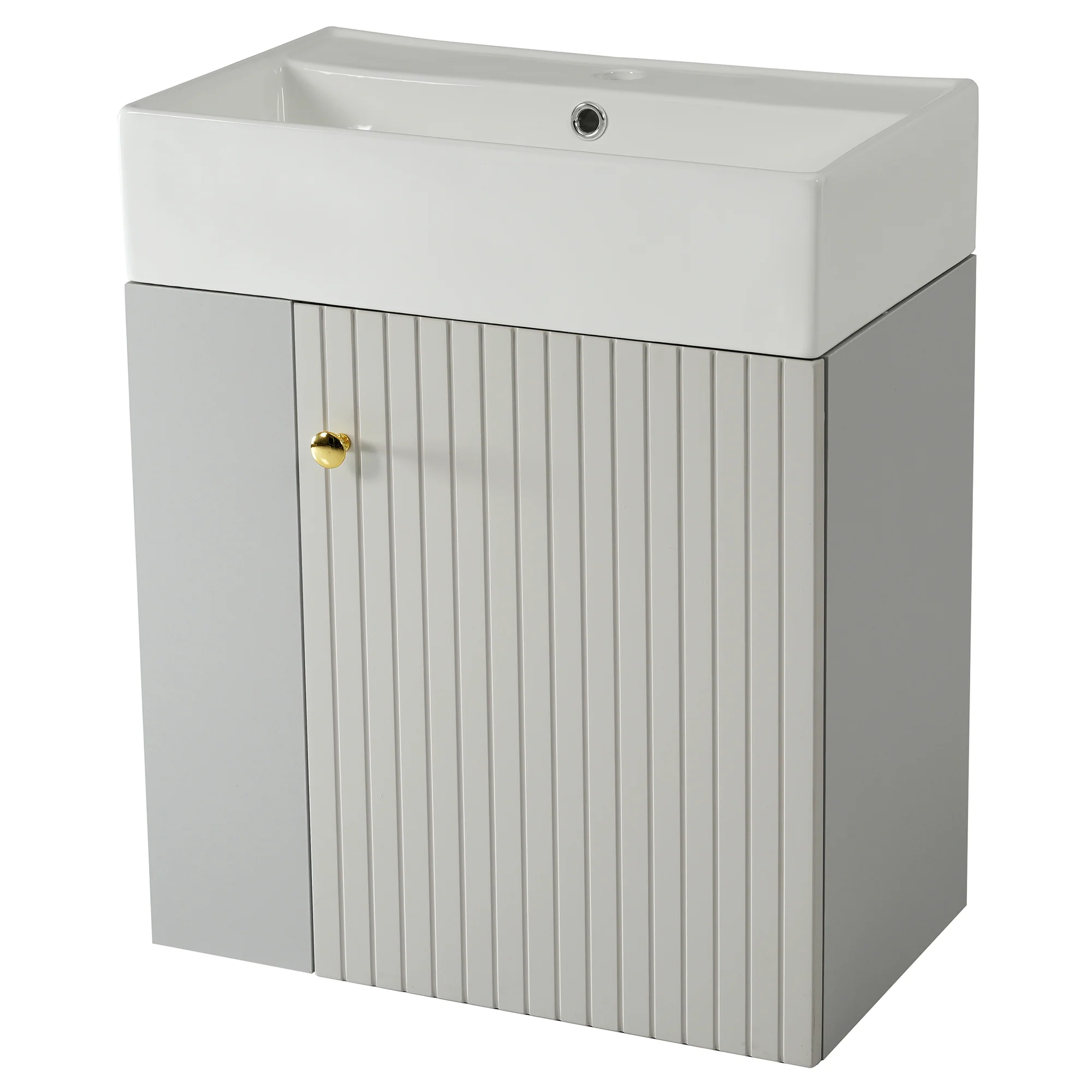 Bathroom Furniture Washbasin with Vanity Unit 55cm, Hanging, Light Grey - Image 12