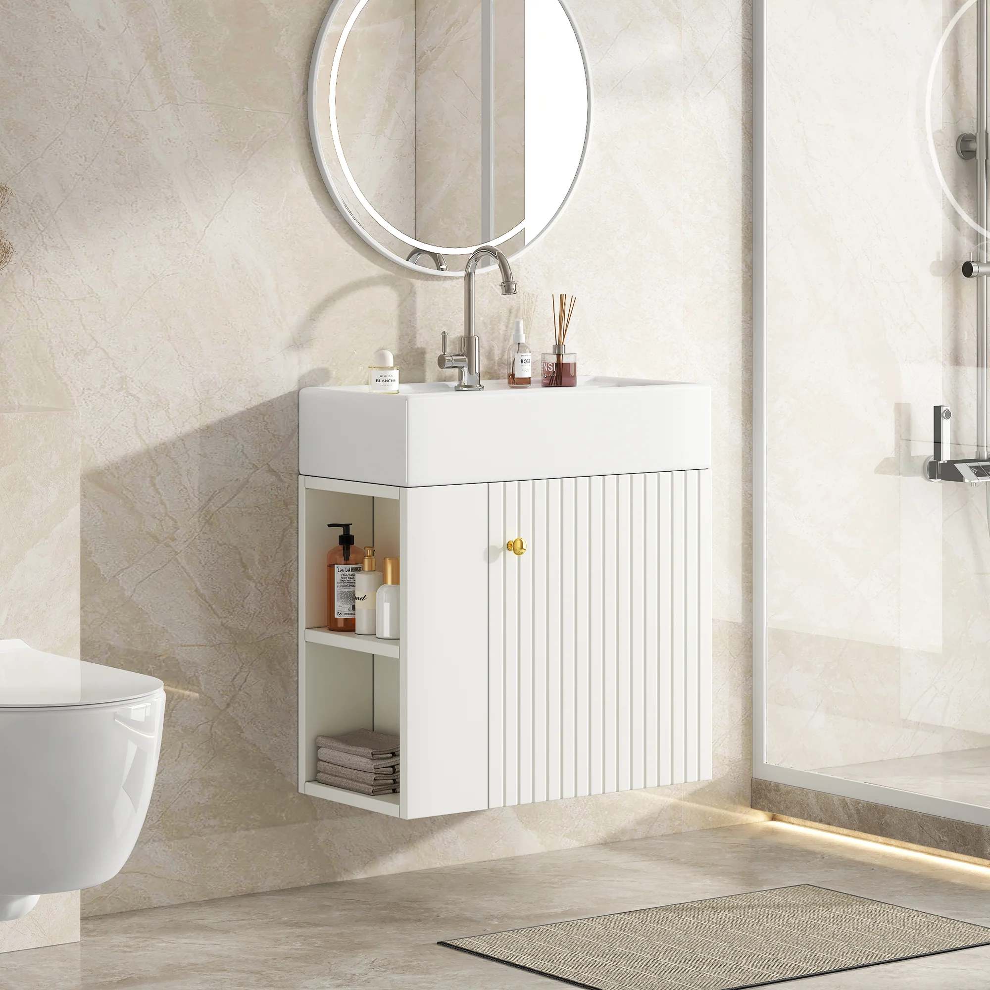 Bathroom Furniture Washbasin with Vanity Unit 55cm, Hanging White