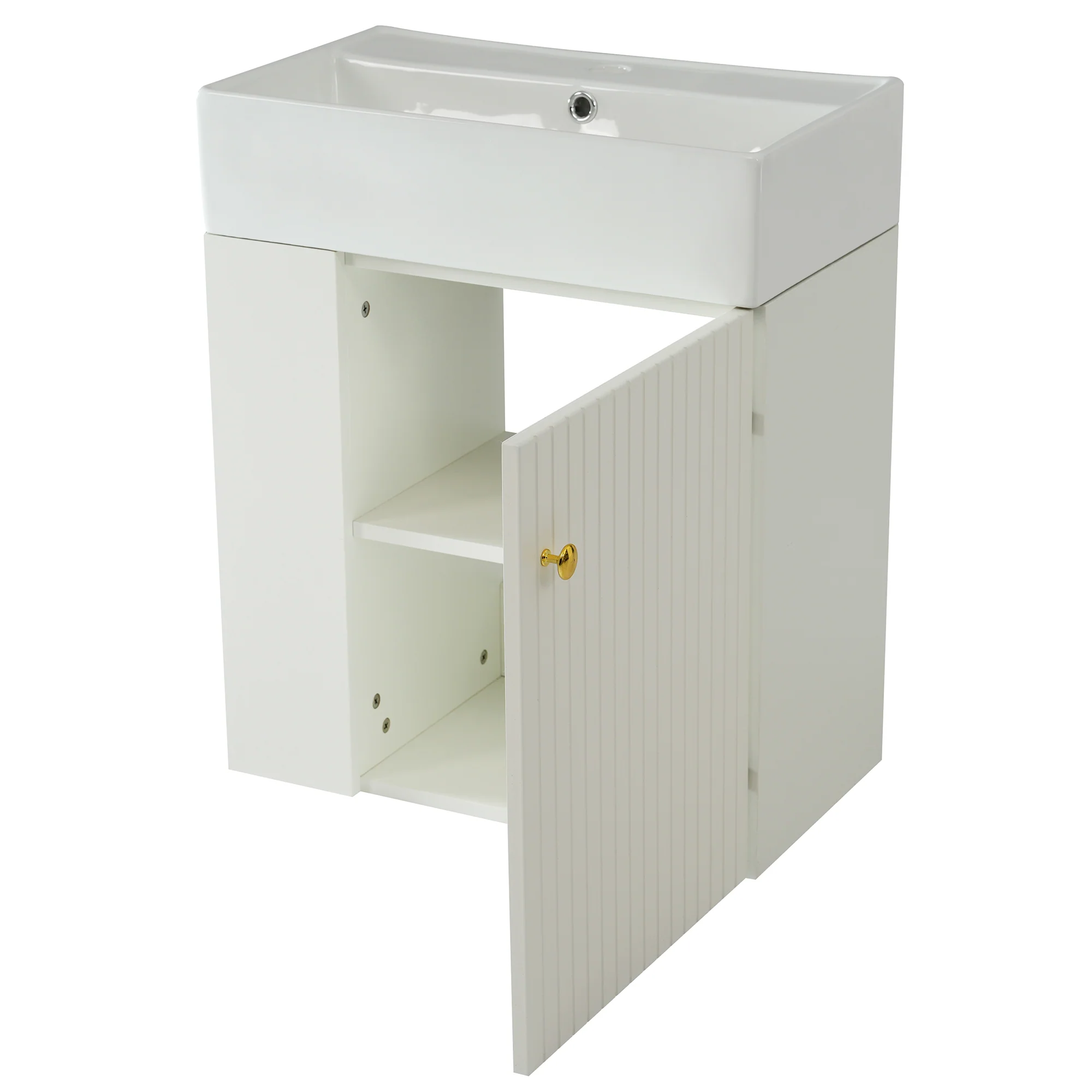 Bathroom Furniture Washbasin with Vanity Unit 55cm, Hanging White - Image 10