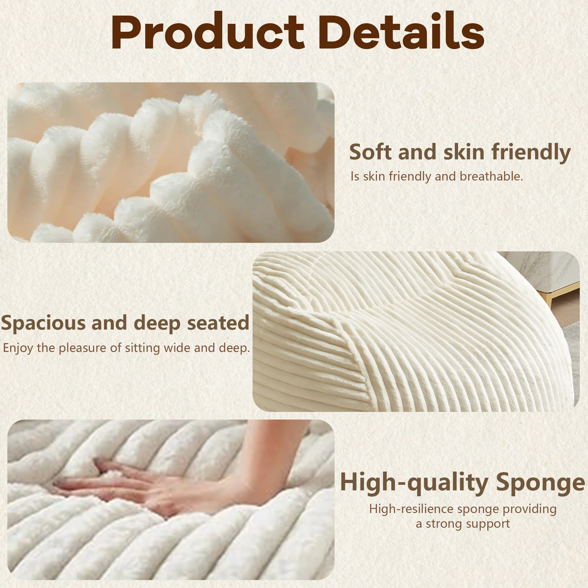 Bean Bag Chair Ultra Plush Memory Foam Lounge Sofa - Beige - Image 3