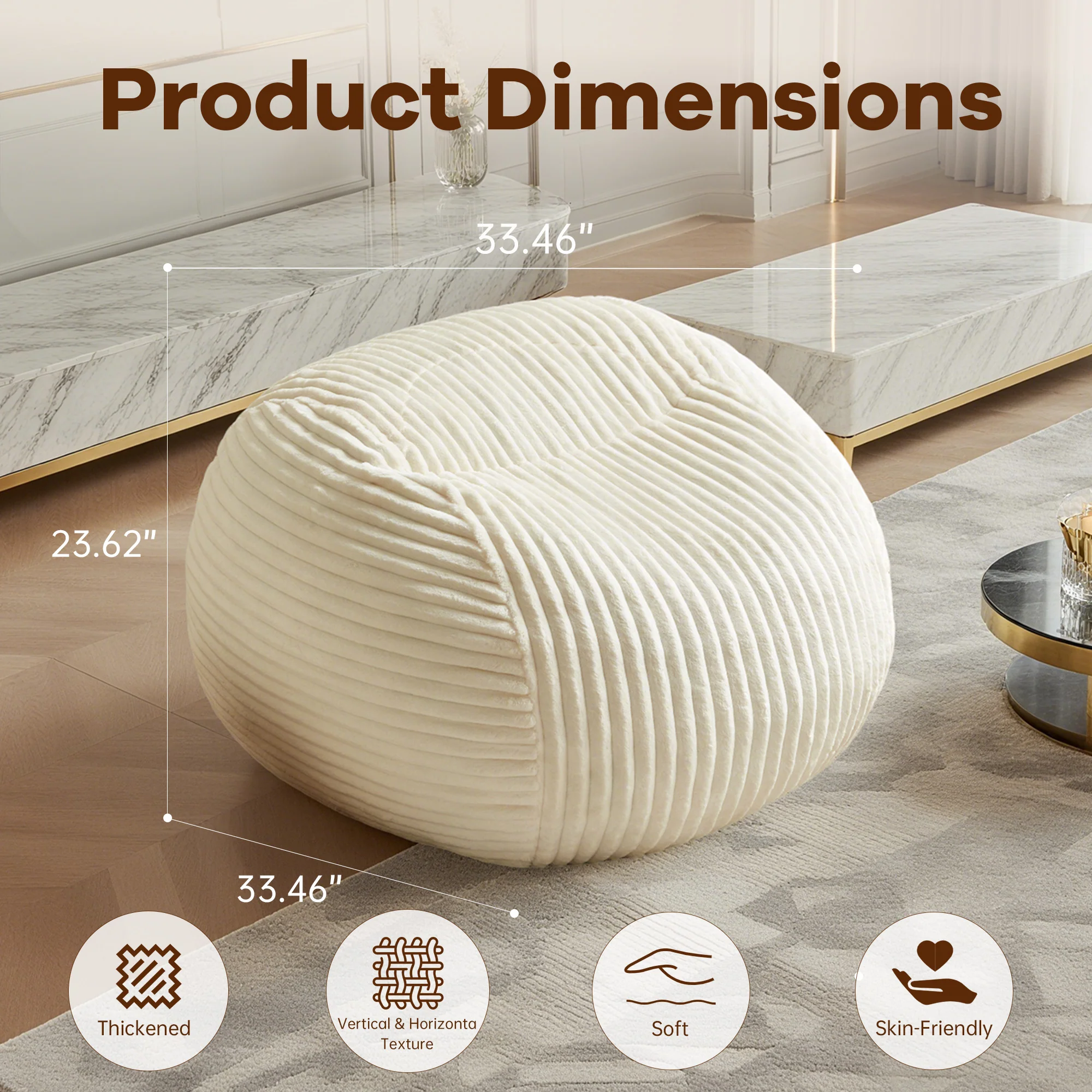 Bean Bag Chair Ultra Plush Memory Foam Lounge Sofa - Beige - Image 4