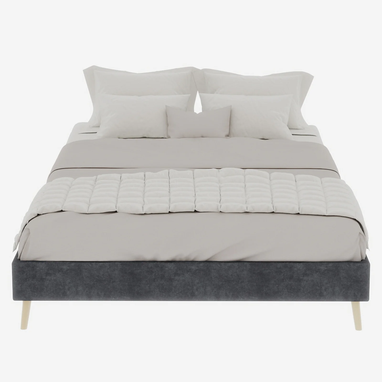 Bed Frame 140x200cm Minimalist Low Box Dutch Velvet Gray - Image 5