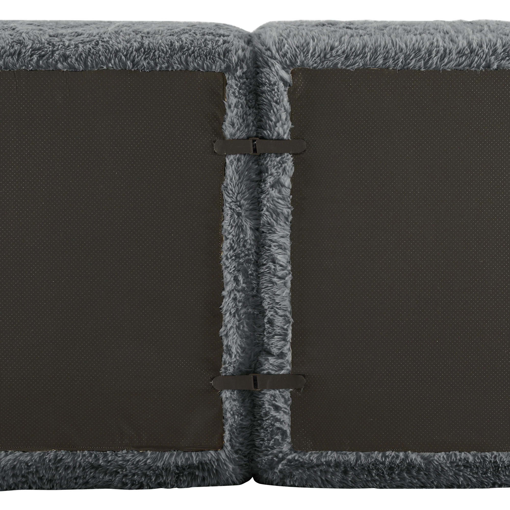 Boneless Cloud Modular Sleeper Sofa 3 Ottomans - Grey Plush Fabric - Image 8