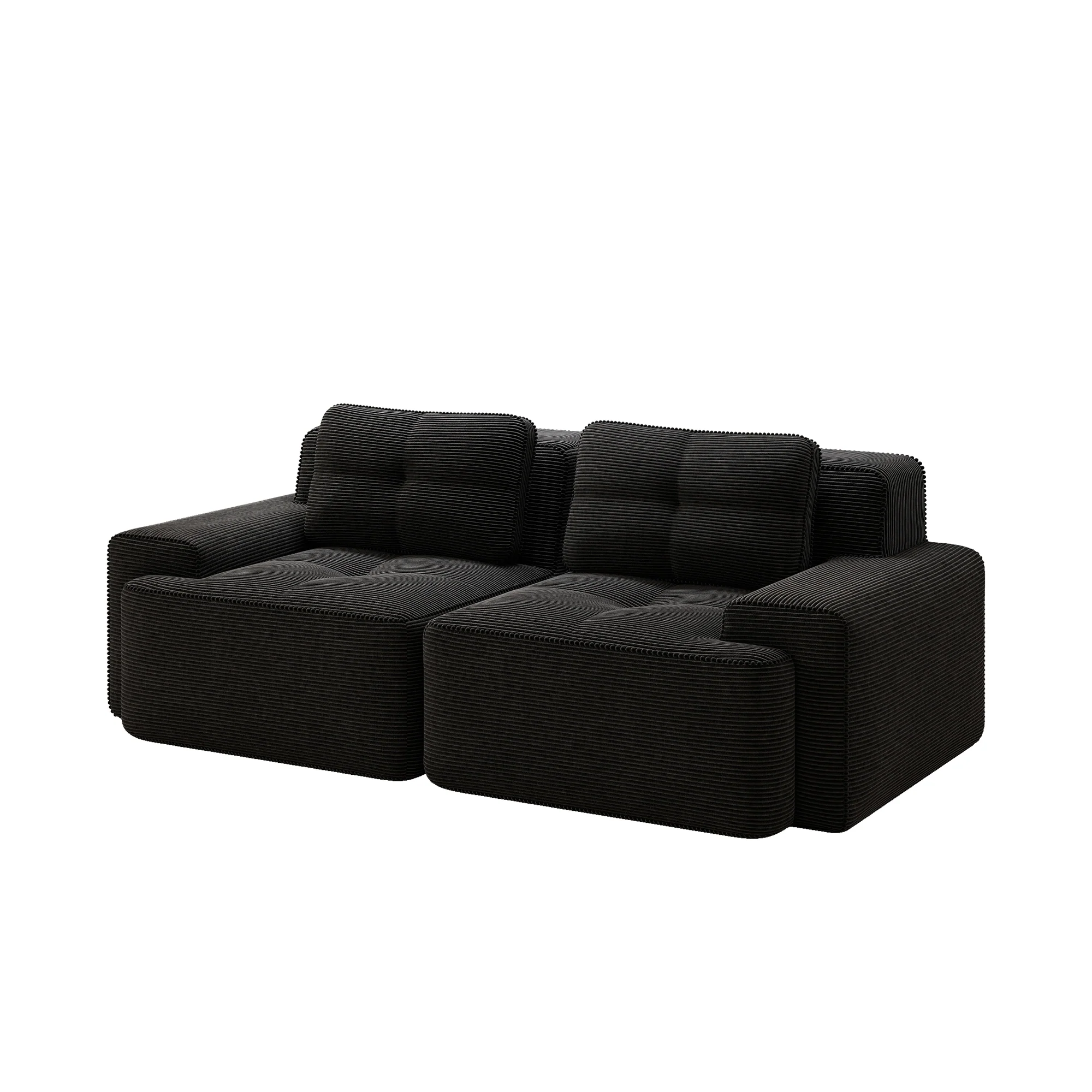 Boneless Modular Sofa Deep Seat Loveseat Sleeper - Corduroy Black - Image 4