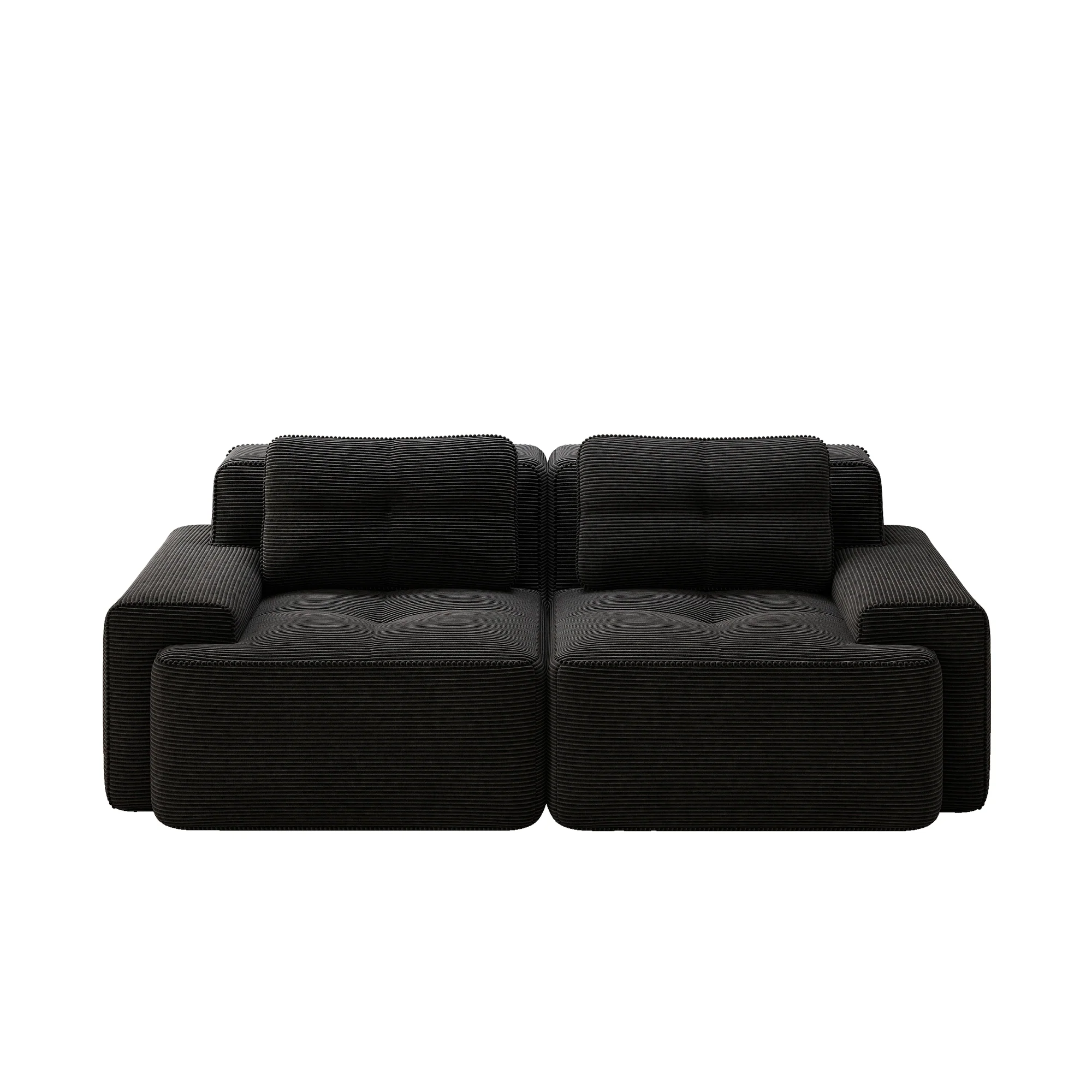 Boneless Modular Sofa Deep Seat Loveseat Sleeper - Corduroy Black - Image 6