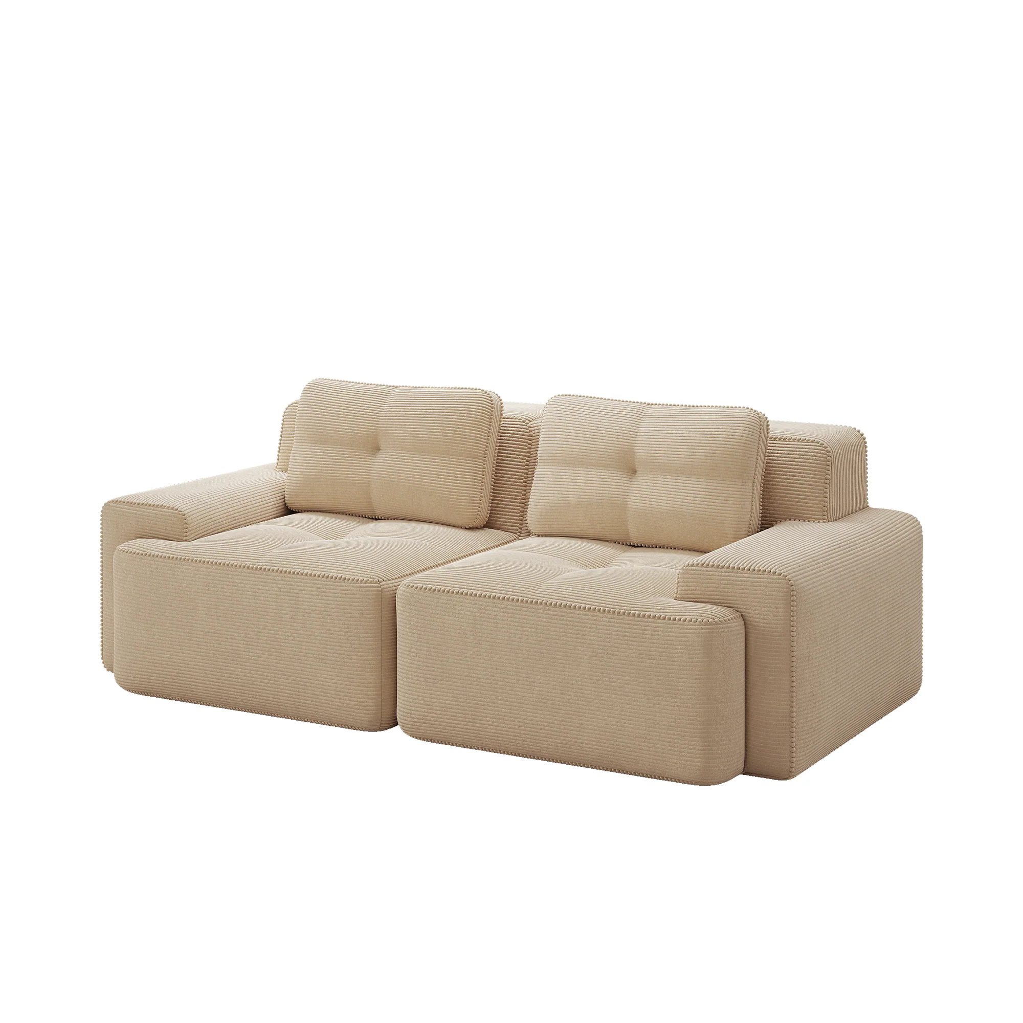 Boneless Modular Sofa Deep Seat Sleeper - Corduroy Beige - Image 4