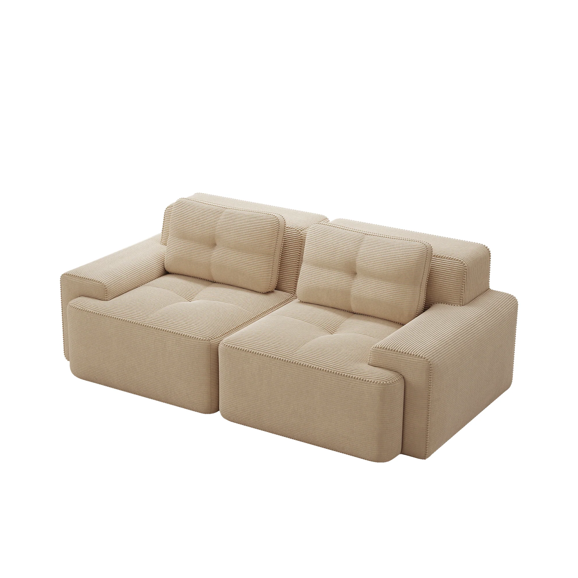 Boneless Modular Sofa Deep Seat Sleeper - Corduroy Beige - Image 5
